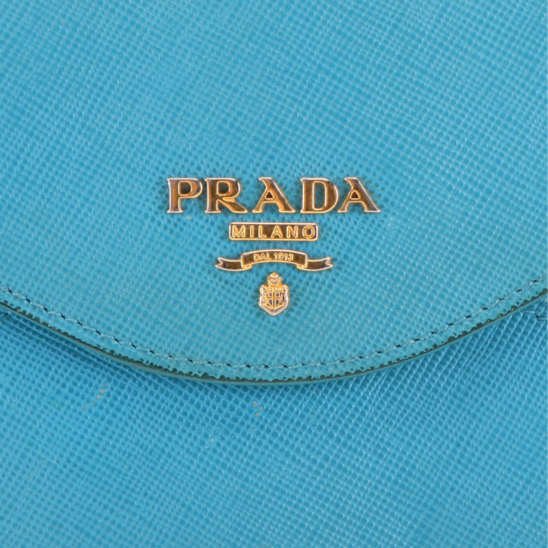 Prada Wave Long Wallet in Two-Tone Blue Saffiano Leather