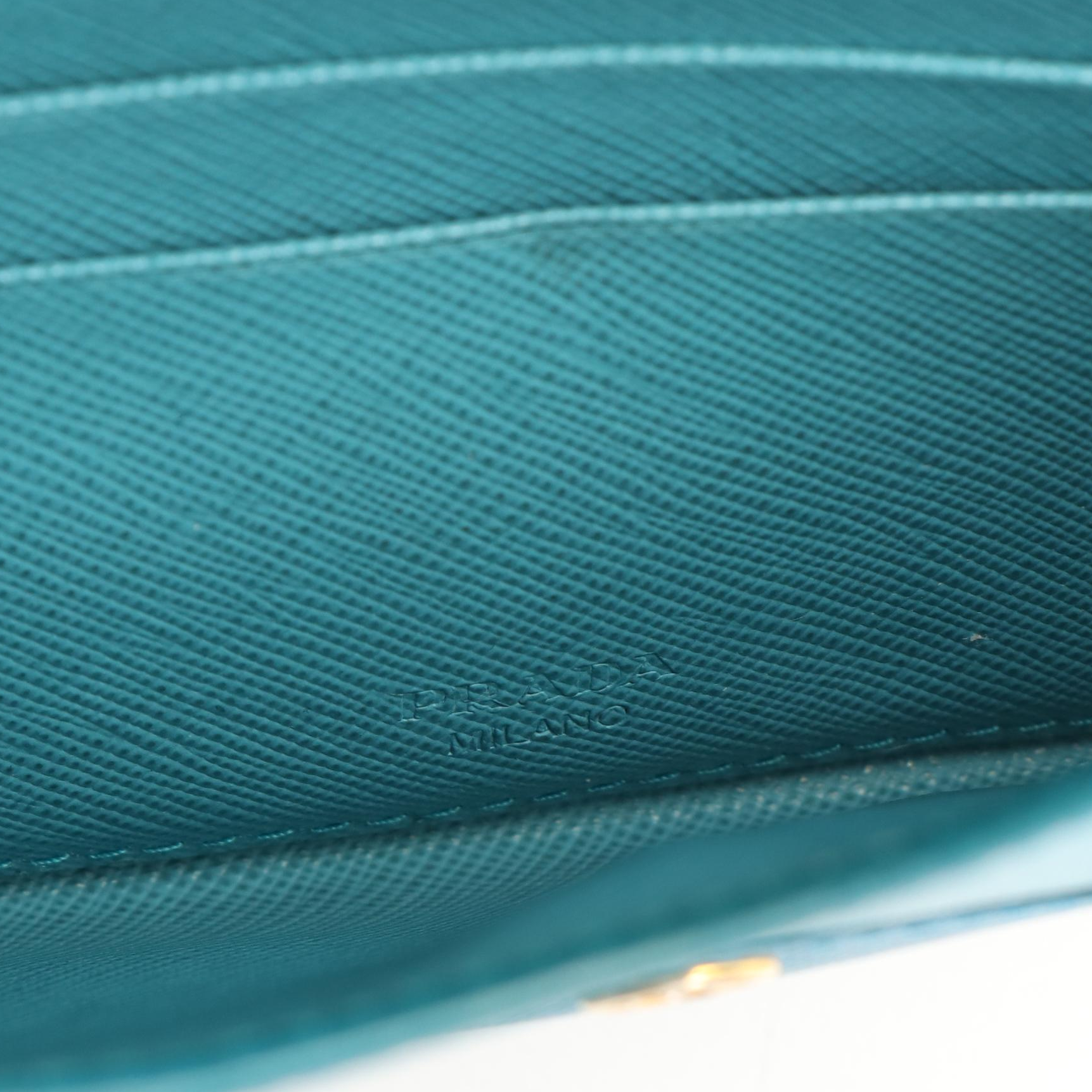 Prada Wave Long Wallet in Two-Tone Blue Saffiano Leather