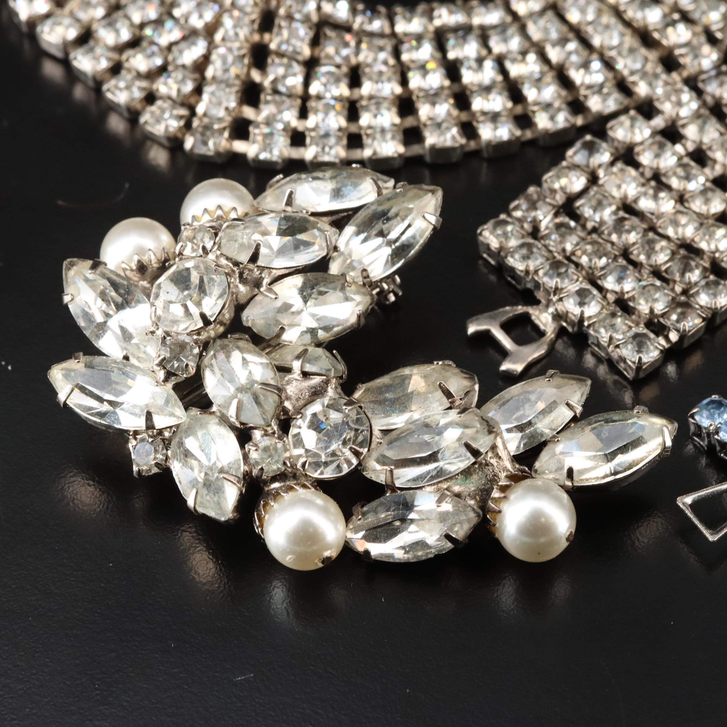 Vintage Rhinestone Jewelry Including B. David and Lisner