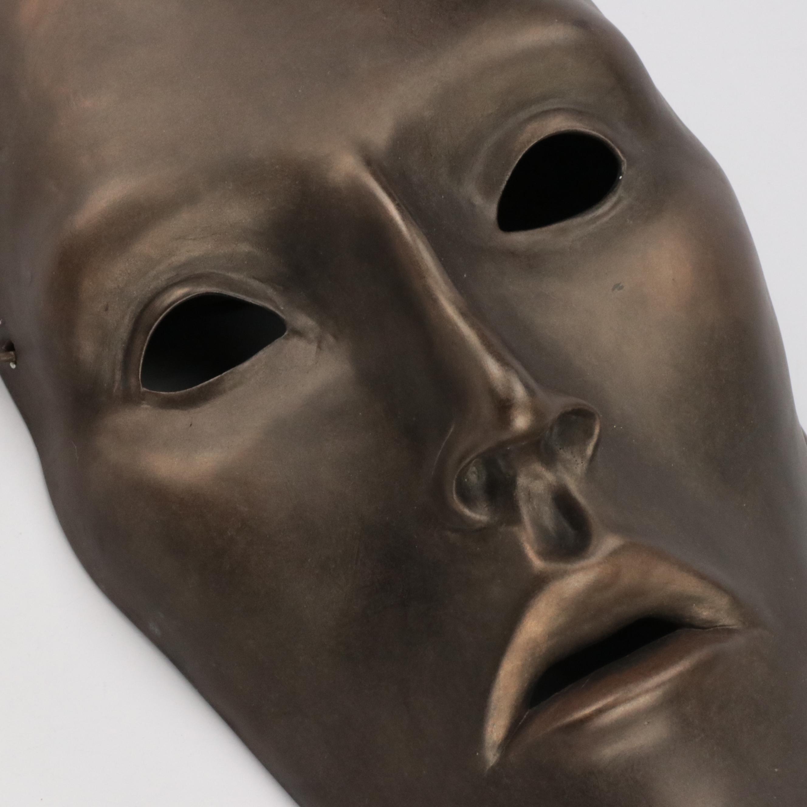 Patinated Plaster Face Mask Wall Sculpture