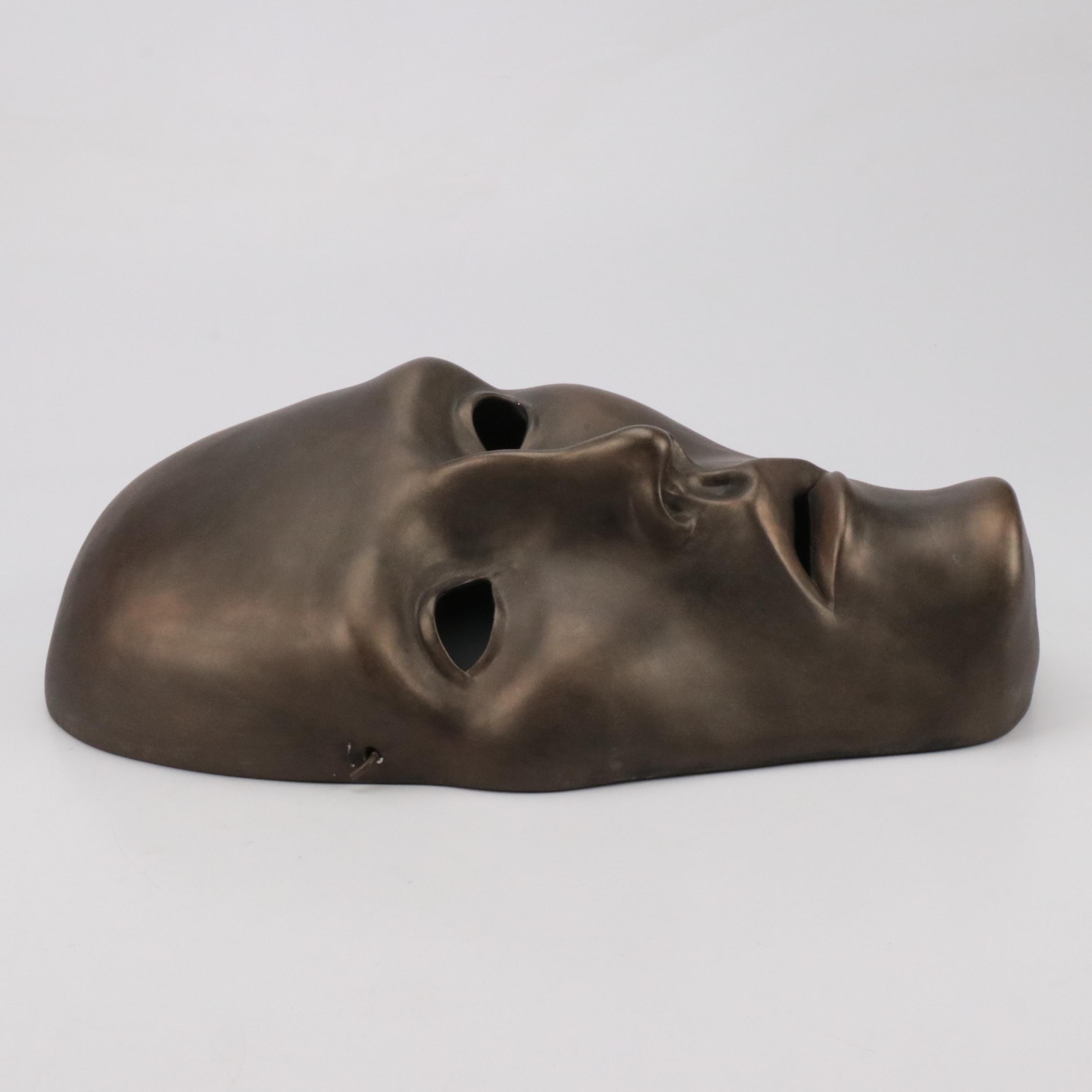 Patinated Plaster Face Mask Wall Sculpture