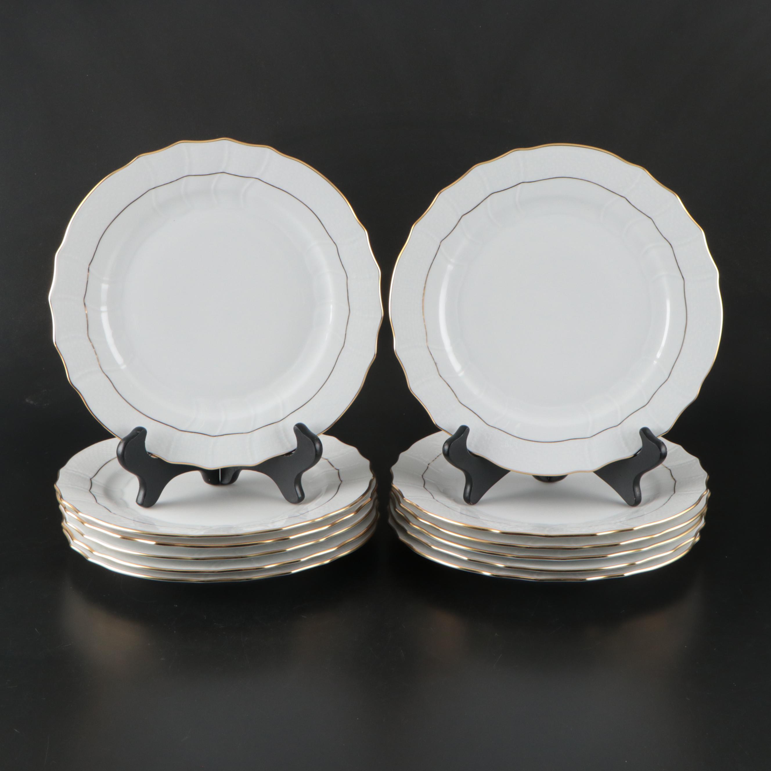 Herend "Golden Edge" Porcelain Dinner Plates