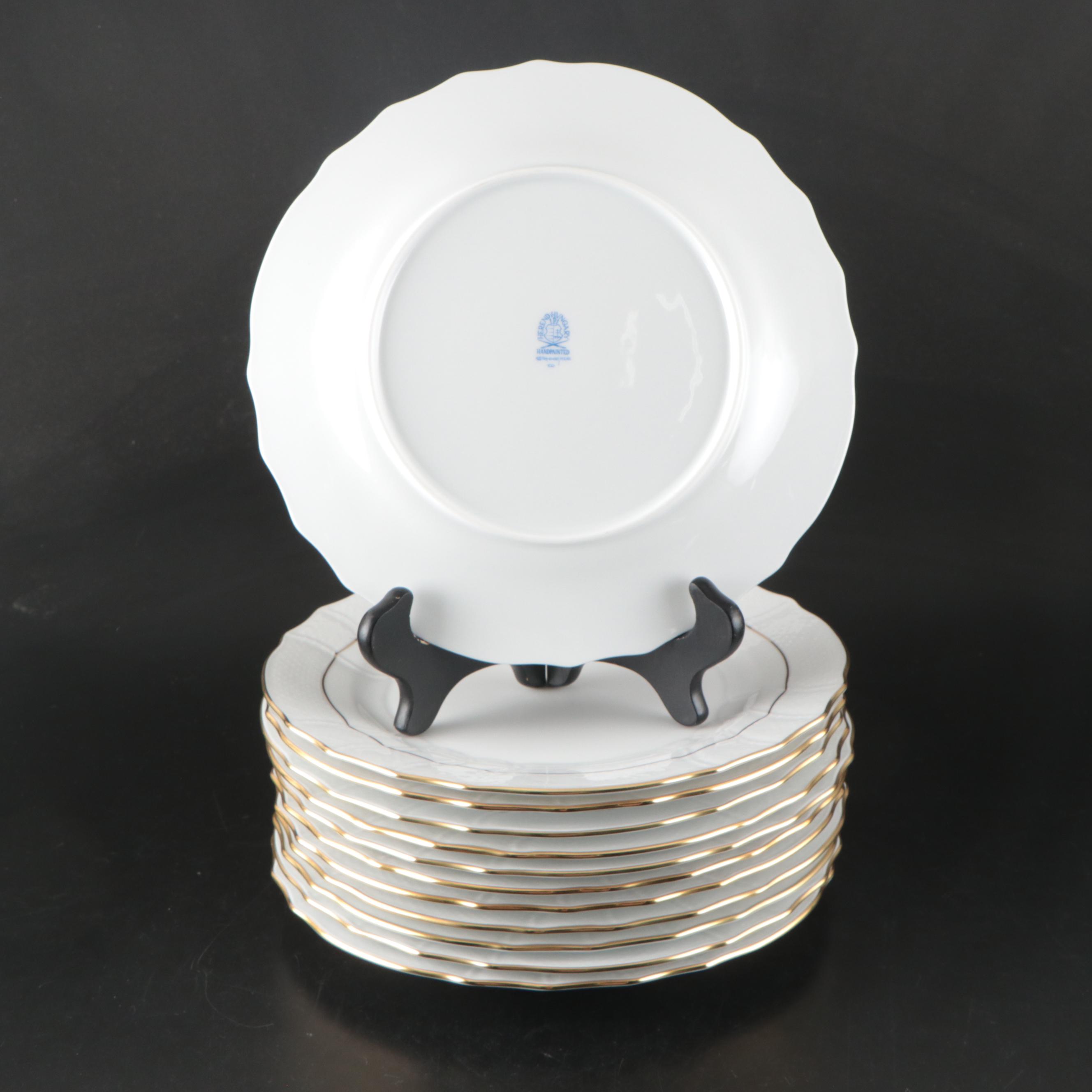 Herend "Golden Edge" Porcelain Dinner Plates