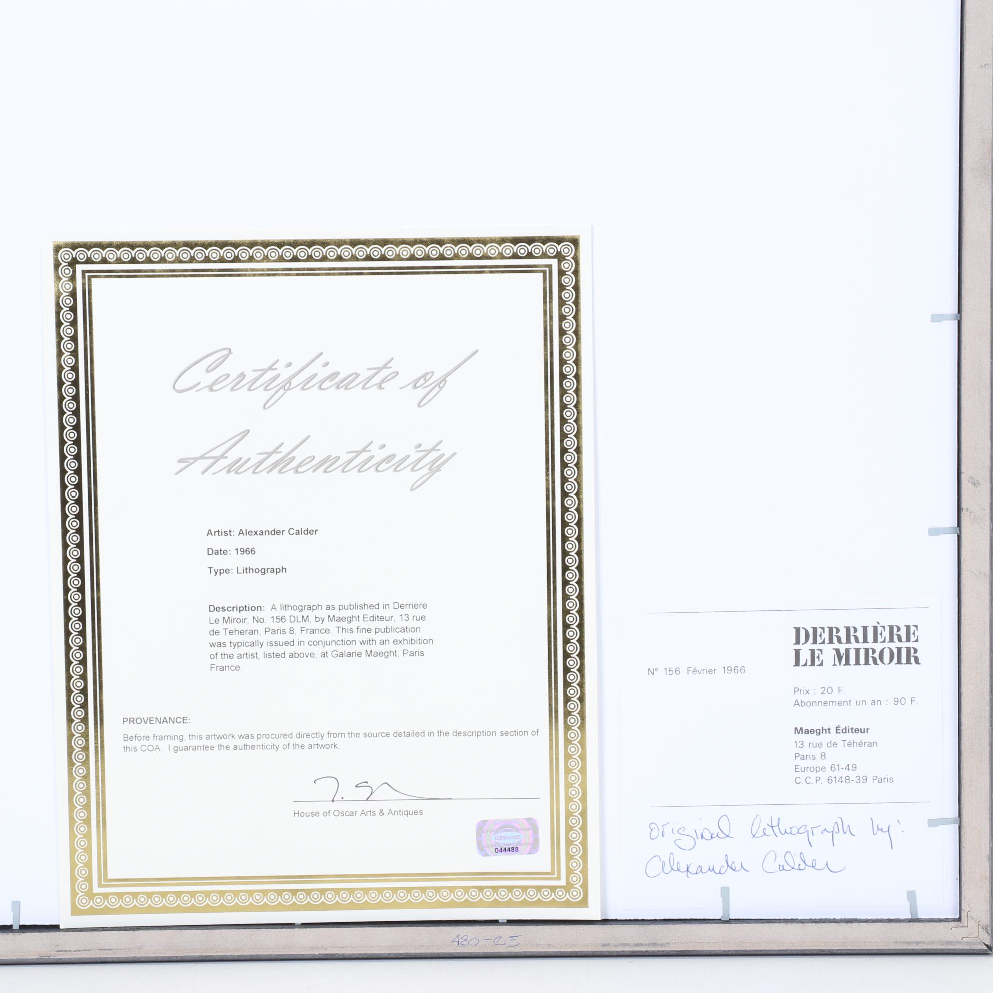 Alexander Calder Color Lithograph from Derrière le Miroir, 1966