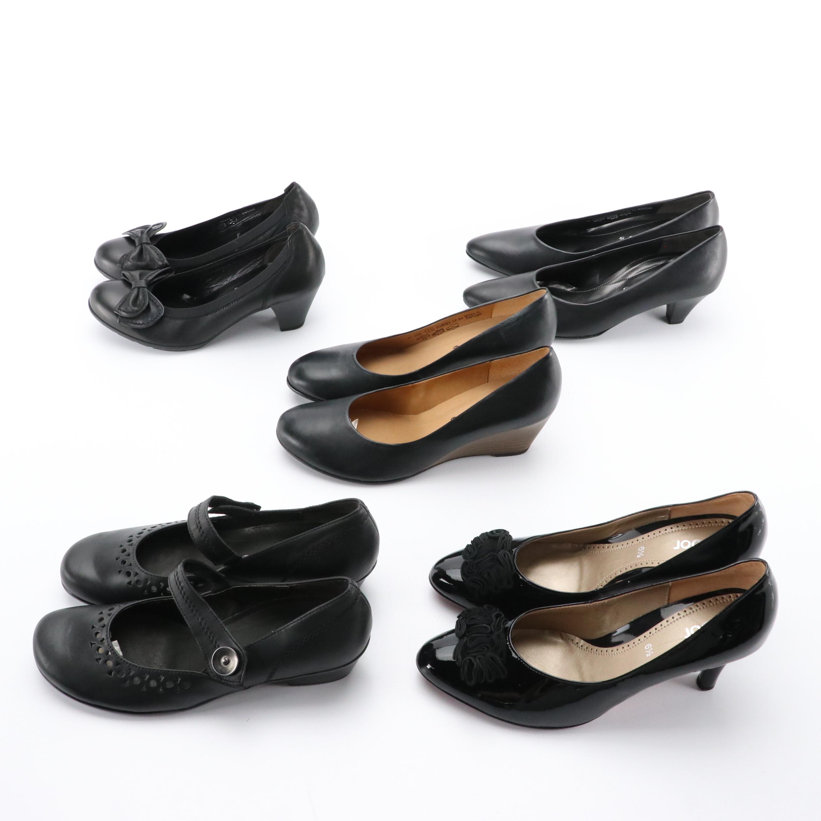 Gabor Black Leather Dress Heels, Wedges, Flats, & Patent Leather Heels, in Boxes