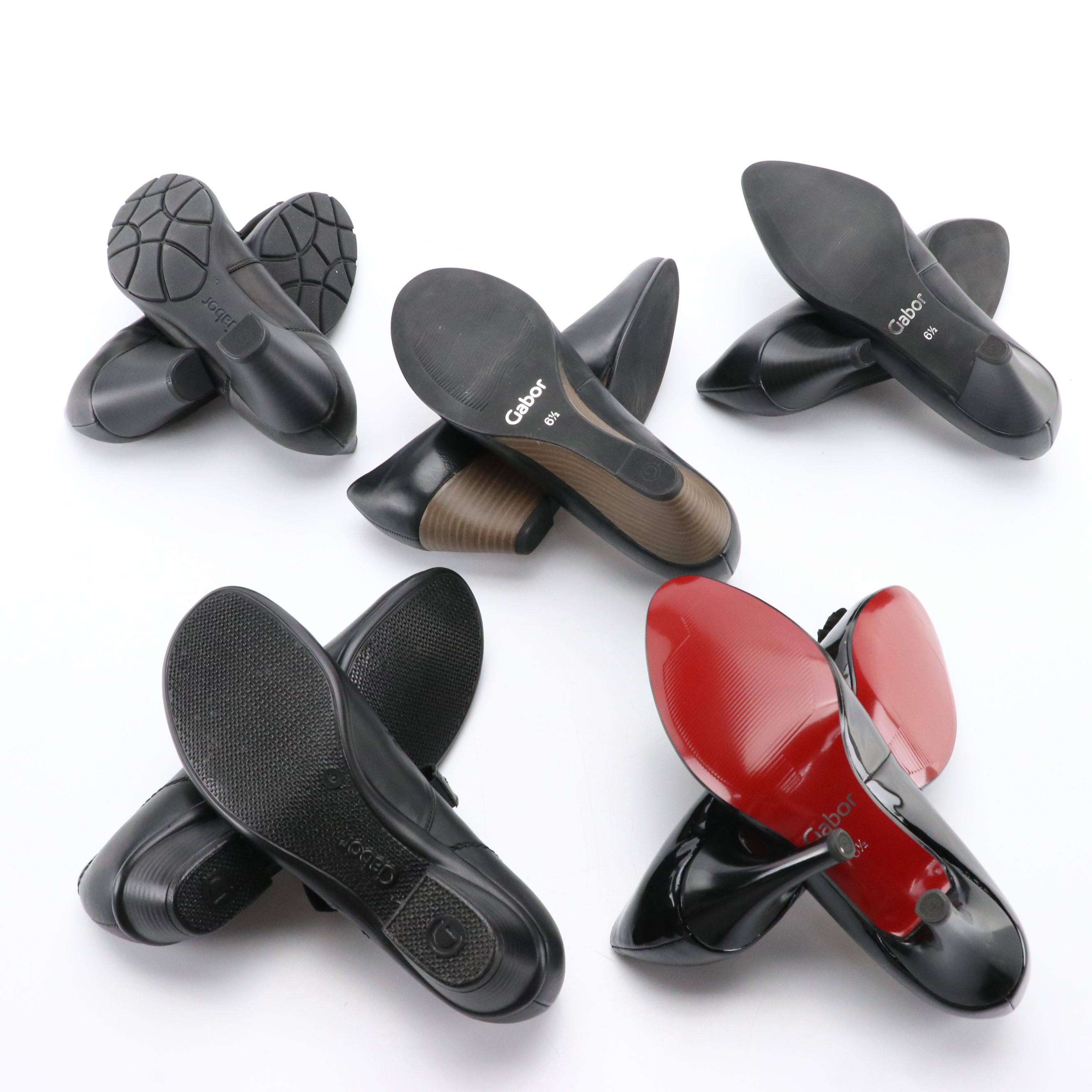 Gabor Black Leather Dress Heels, Wedges, Flats, & Patent Leather Heels, in Boxes