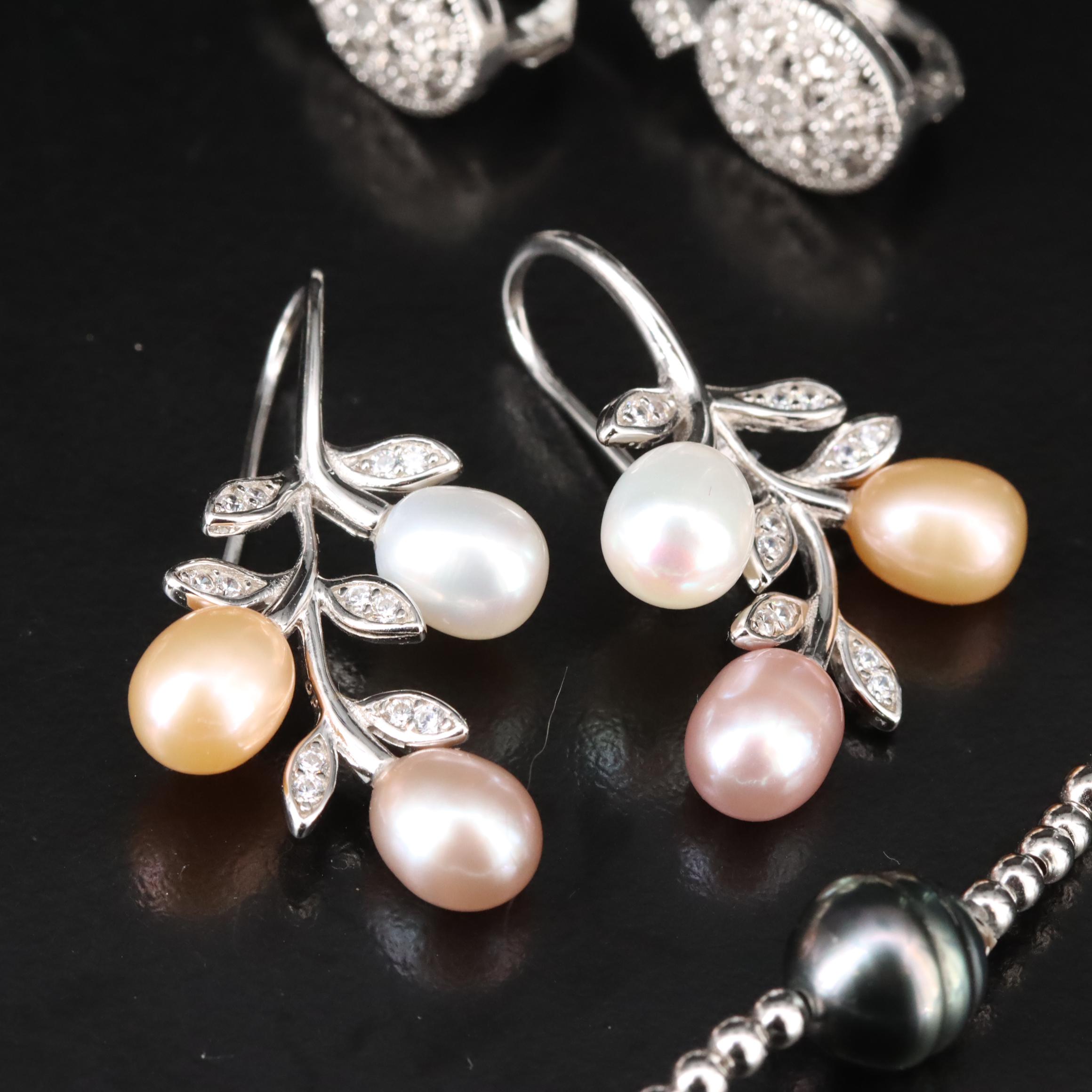 Sterling Pearl, Diamond and CZ Jewelry Including Honora and Tacori