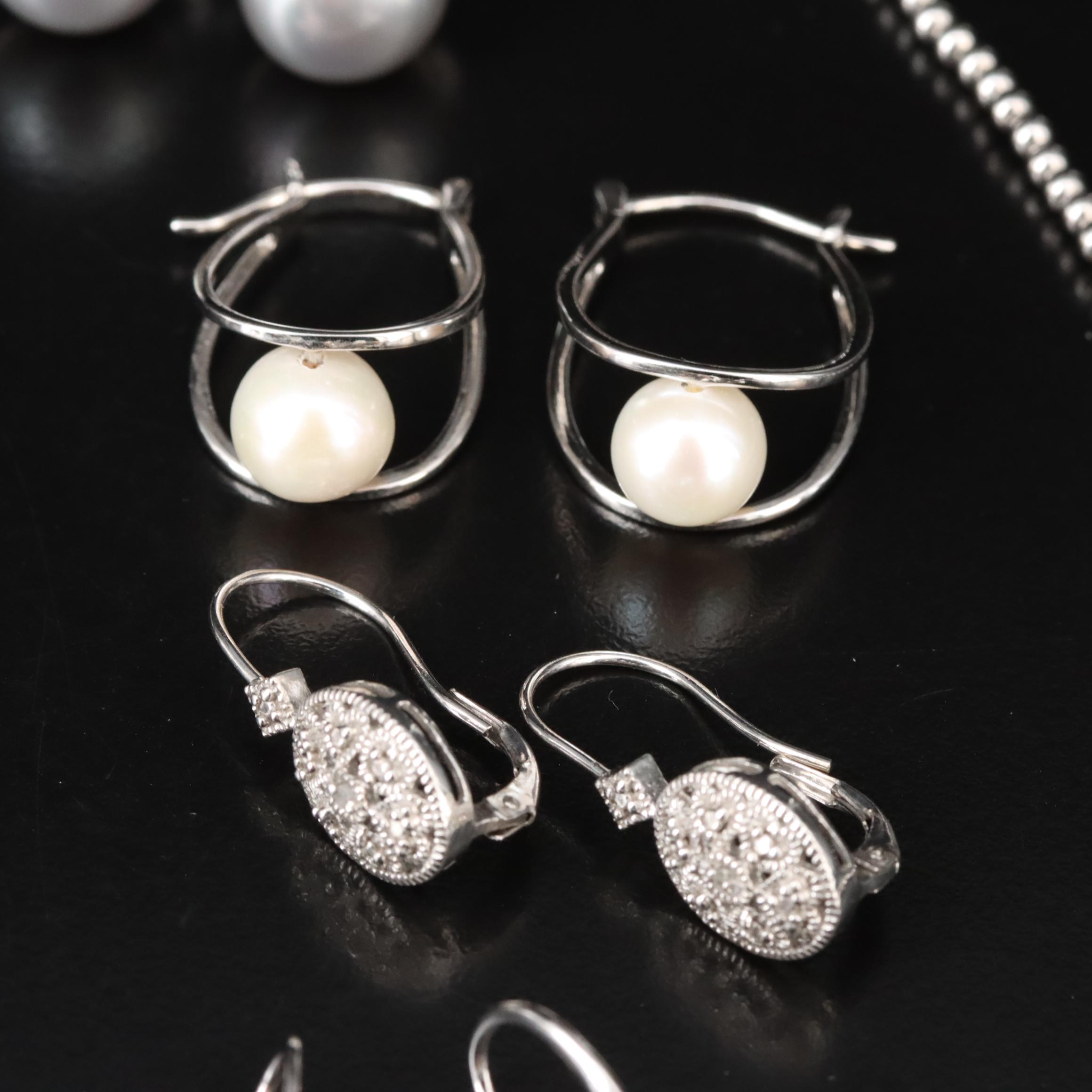 Sterling Pearl, Diamond and CZ Jewelry Including Honora and Tacori