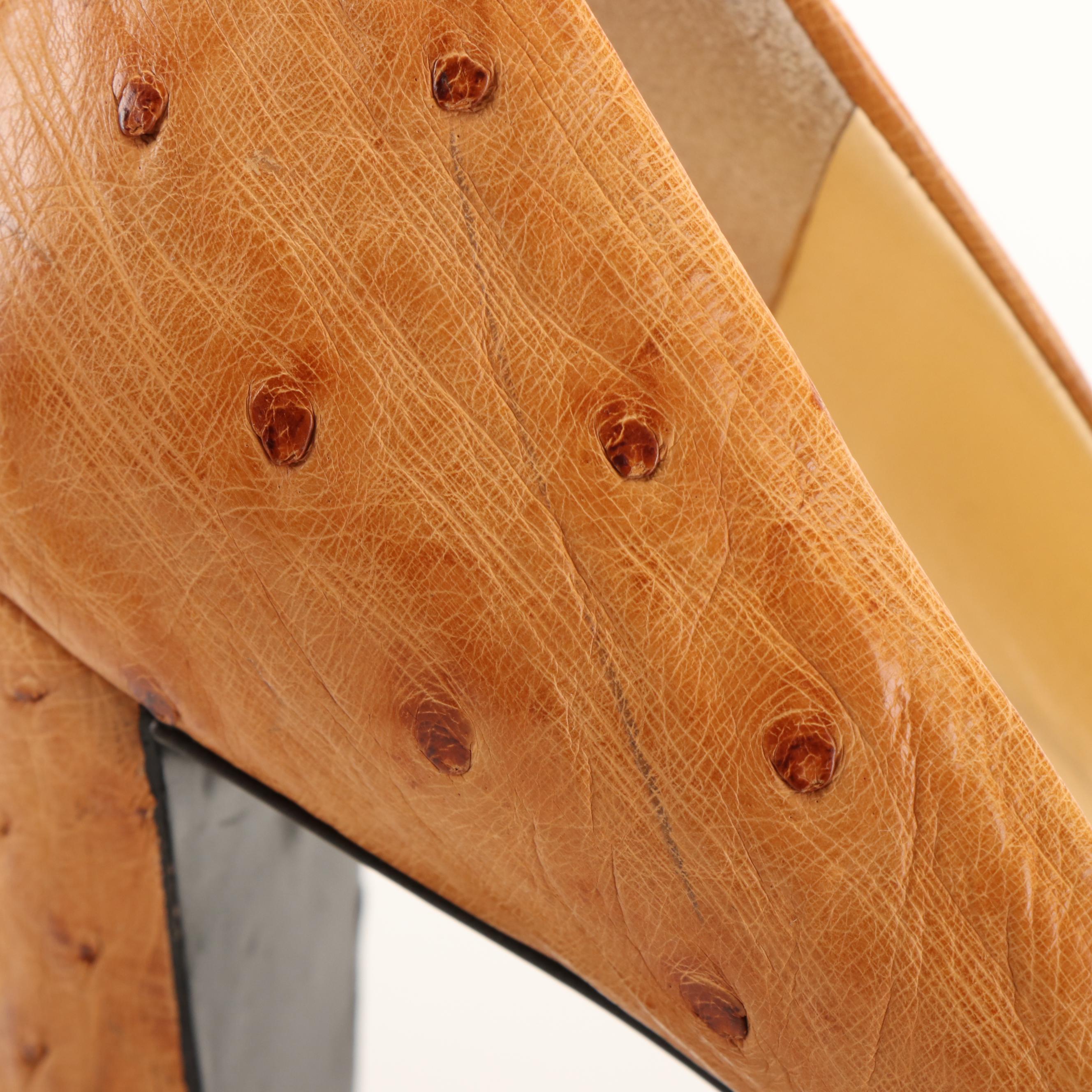 Prada High Heeled Shoes in Beige Ostrich Leather