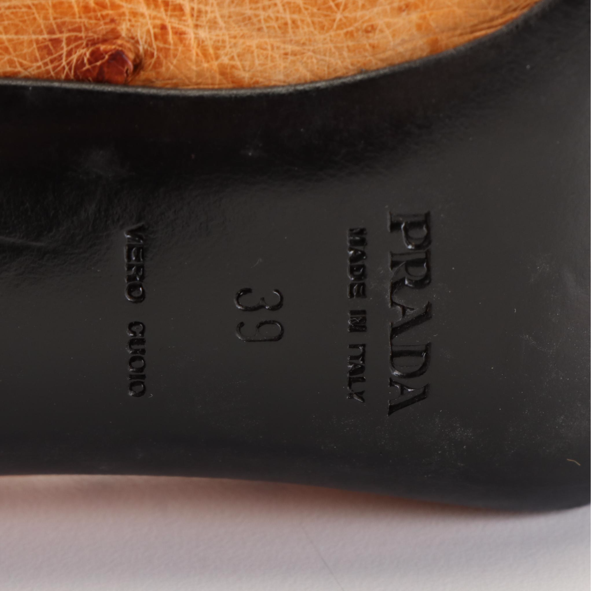 Prada High Heeled Shoes in Beige Ostrich Leather