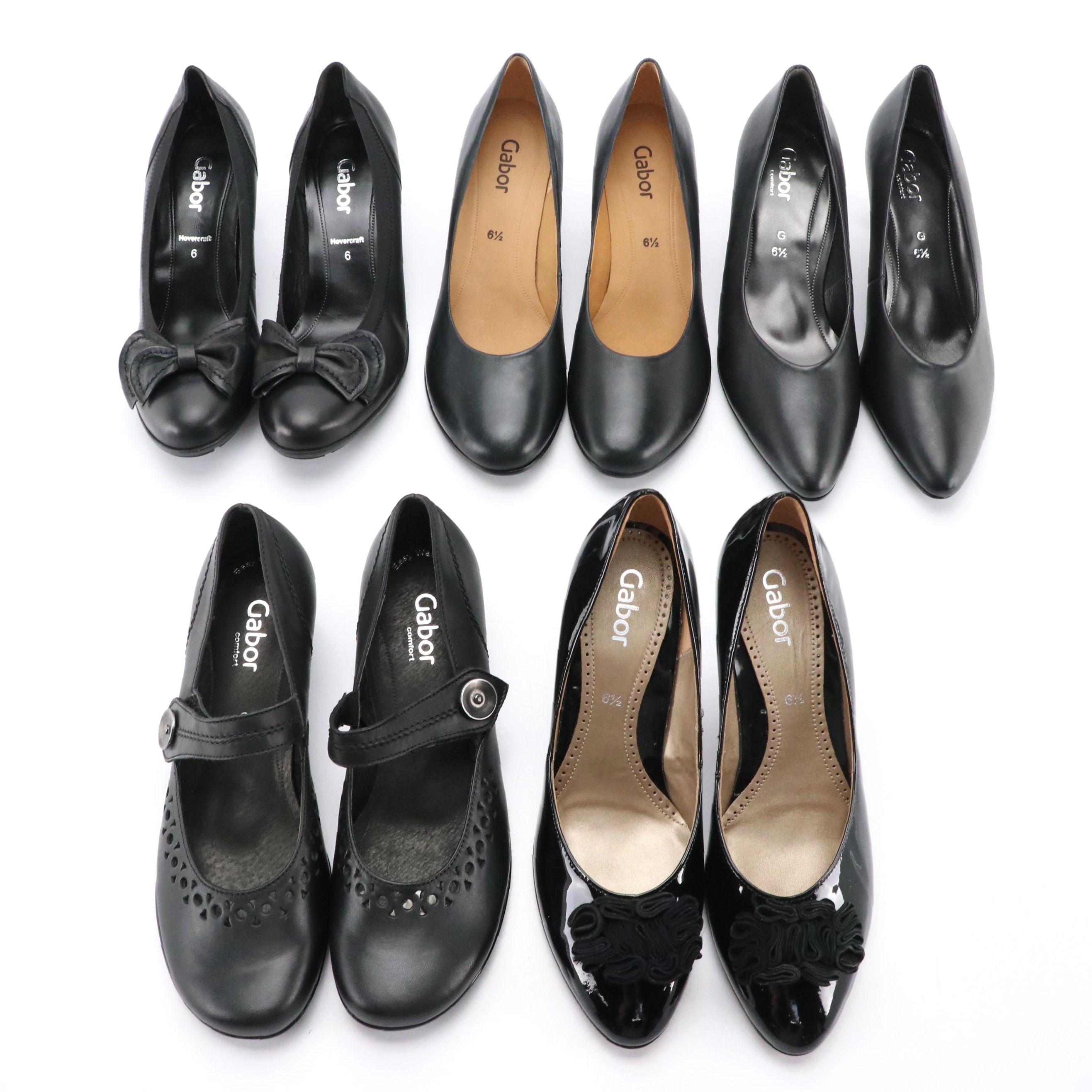 Gabor Black Leather Dress Heels, Wedges, Flats, & Patent Leather Heels, in Boxes