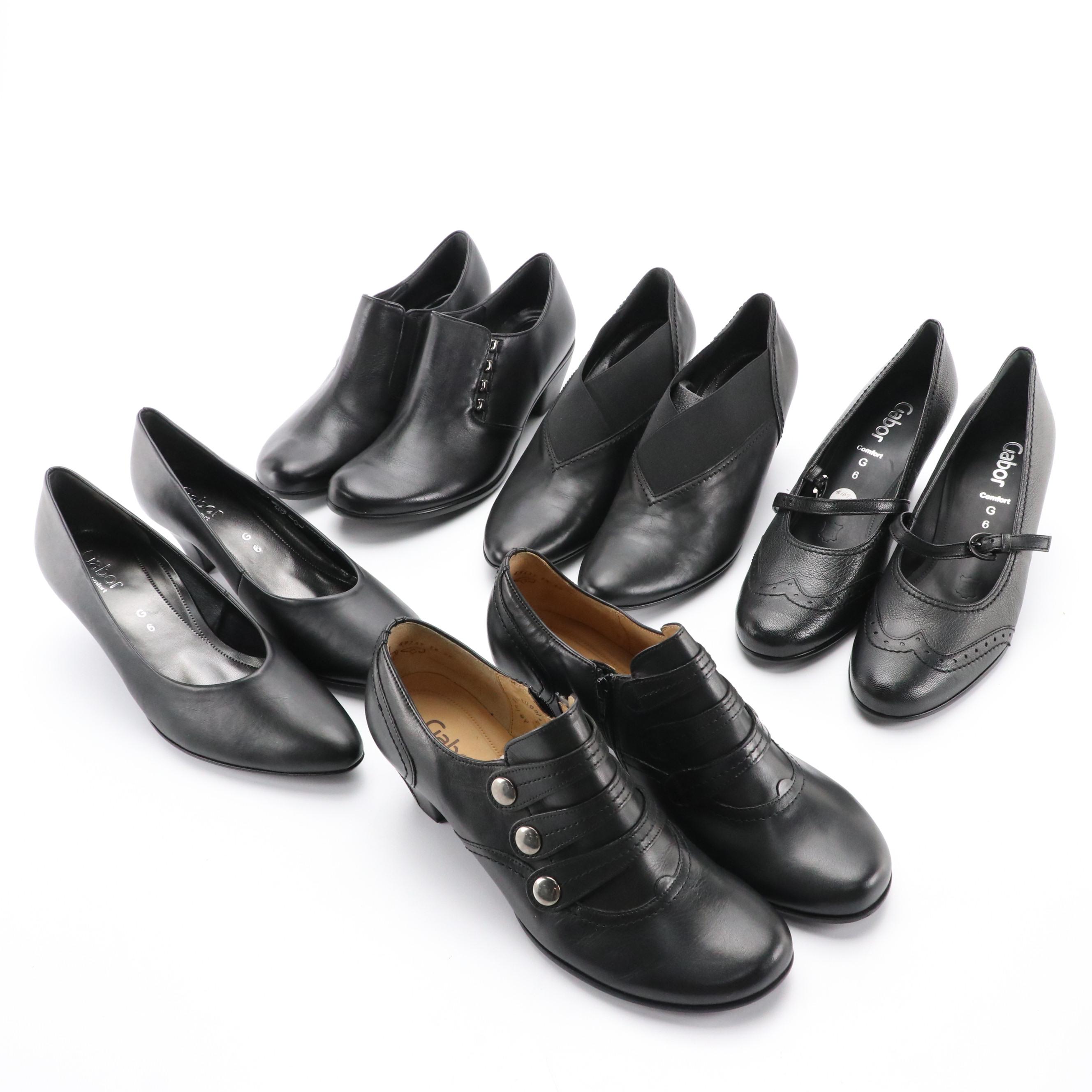 Gabor Black Leather Dress Heels, With Boxes