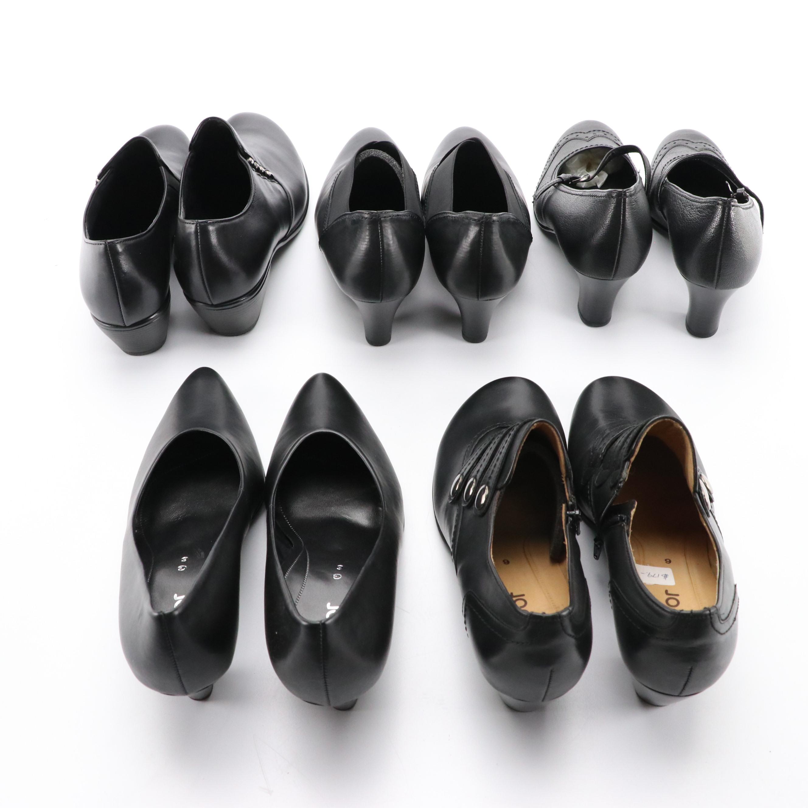 Gabor Black Leather Dress Heels, With Boxes