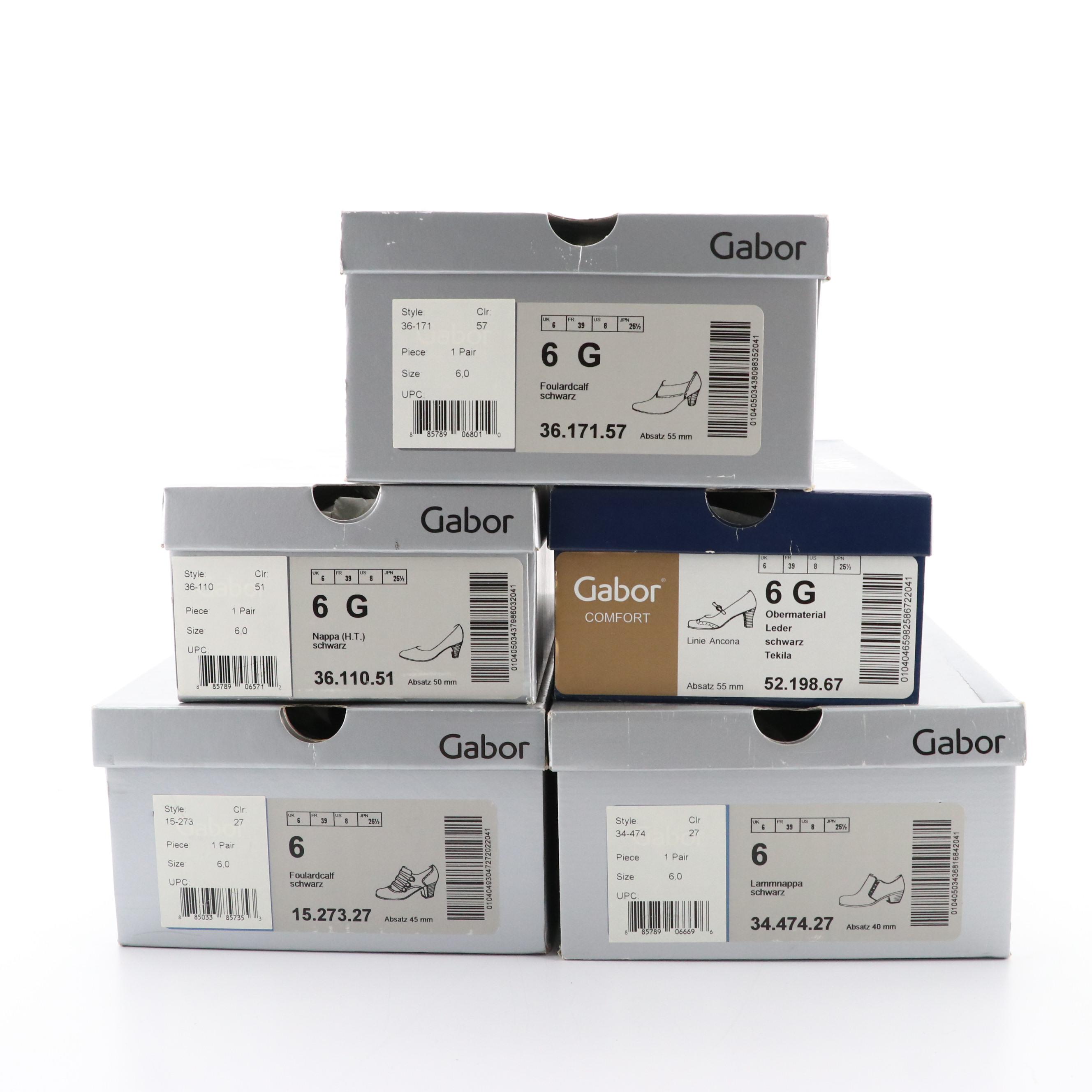 Gabor Black Leather Dress Heels, With Boxes