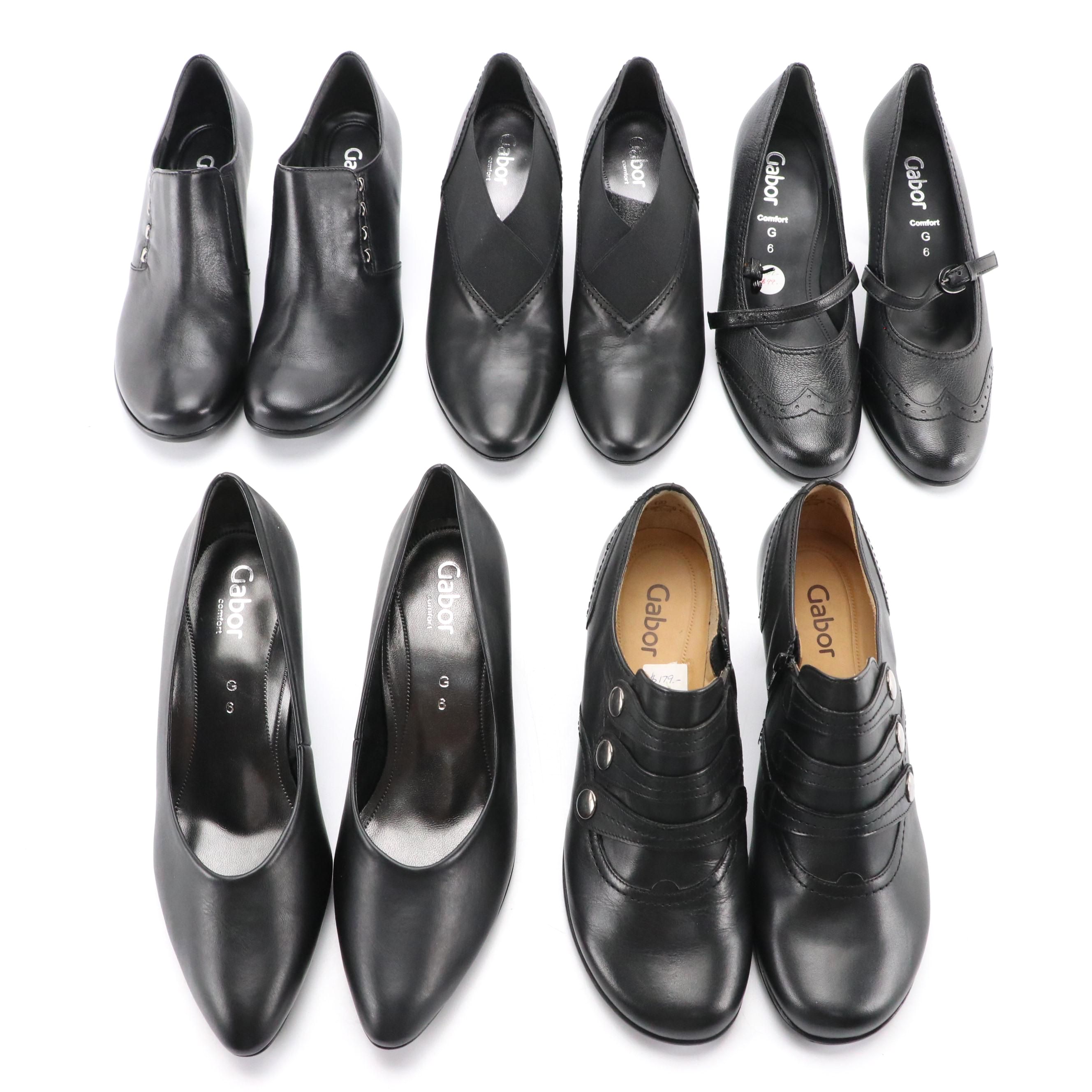 Gabor Black Leather Dress Heels, With Boxes