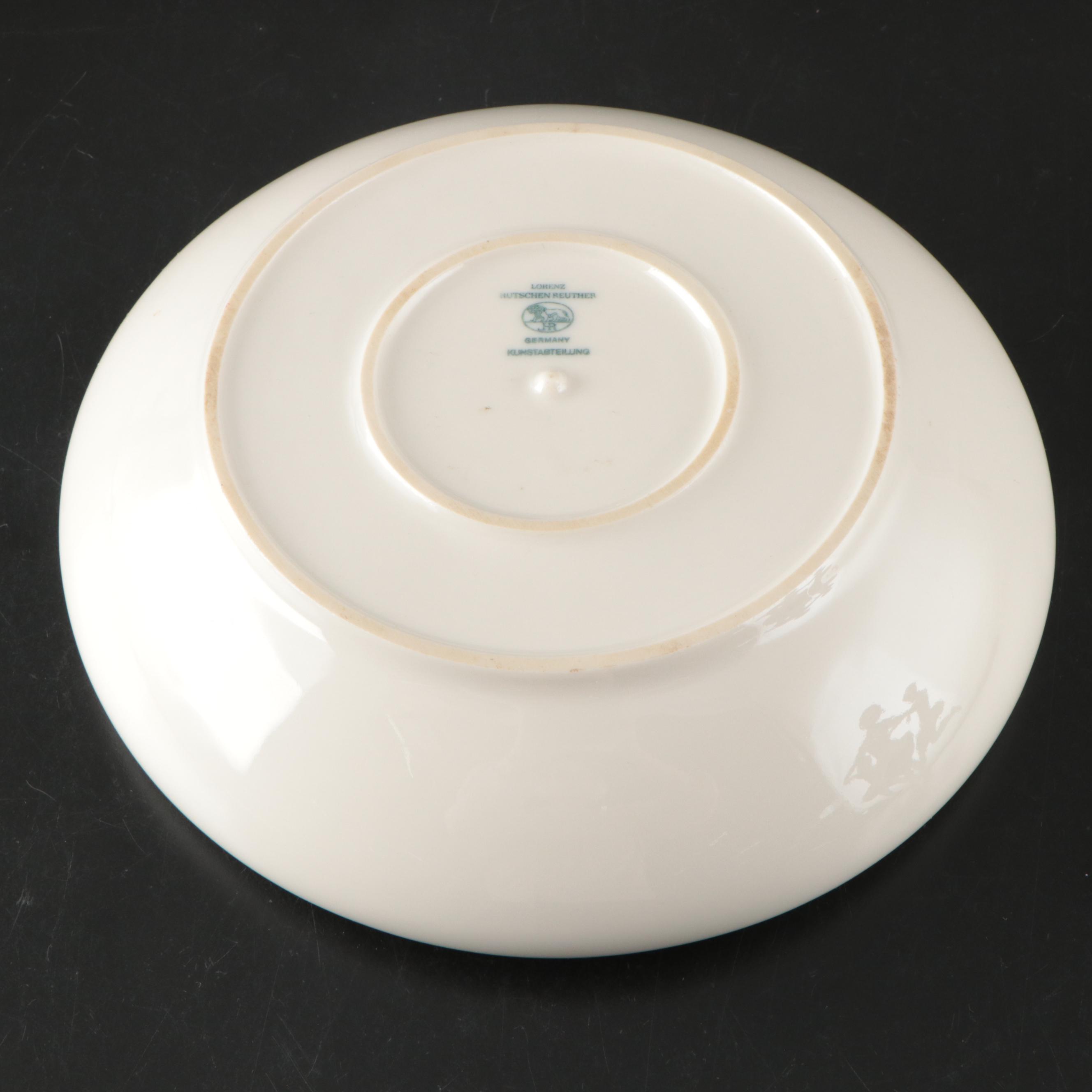 Karl Tutter for Hutschenreuther Porcelain "May Dance" Flower Frog and Bowl