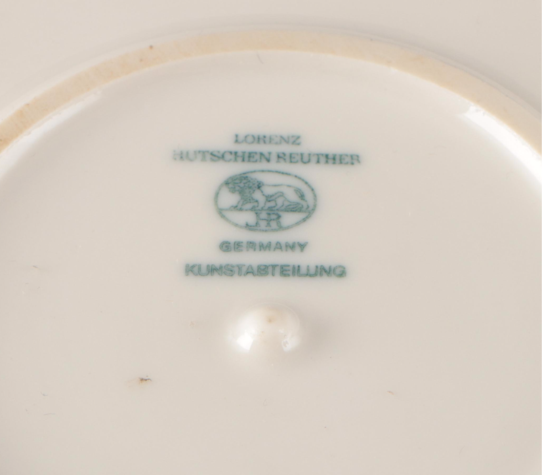 Karl Tutter for Hutschenreuther Porcelain "May Dance" Flower Frog and Bowl