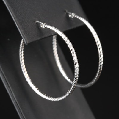 Mexican 14K Diamond-Cut Style Hoop Earrings