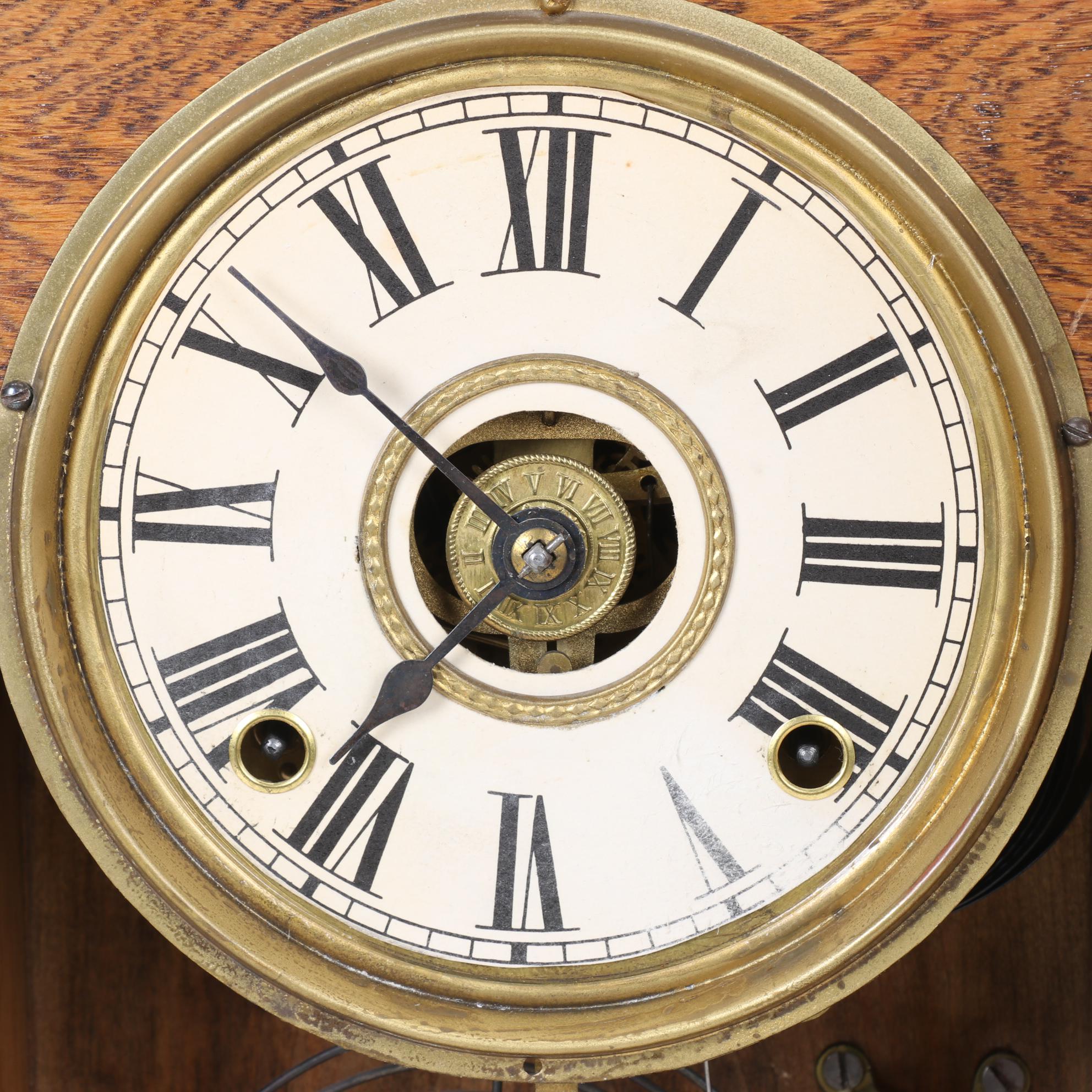 Late Victorian Style Gingerbread Oak Mantel Clock