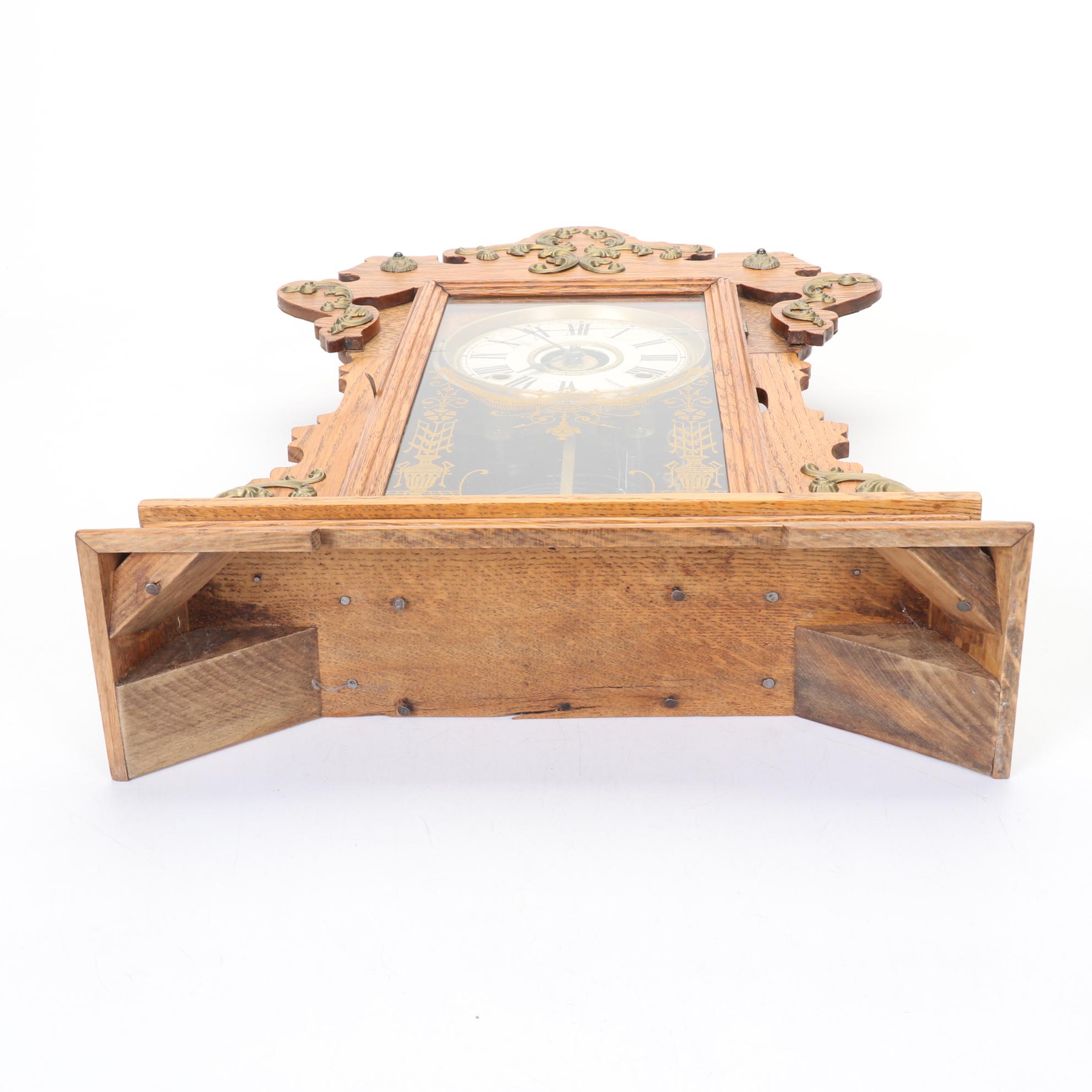 Late Victorian Style Gingerbread Oak Mantel Clock