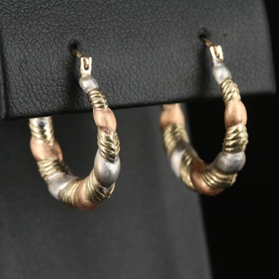 14K Tri-Color Hoop Earrings