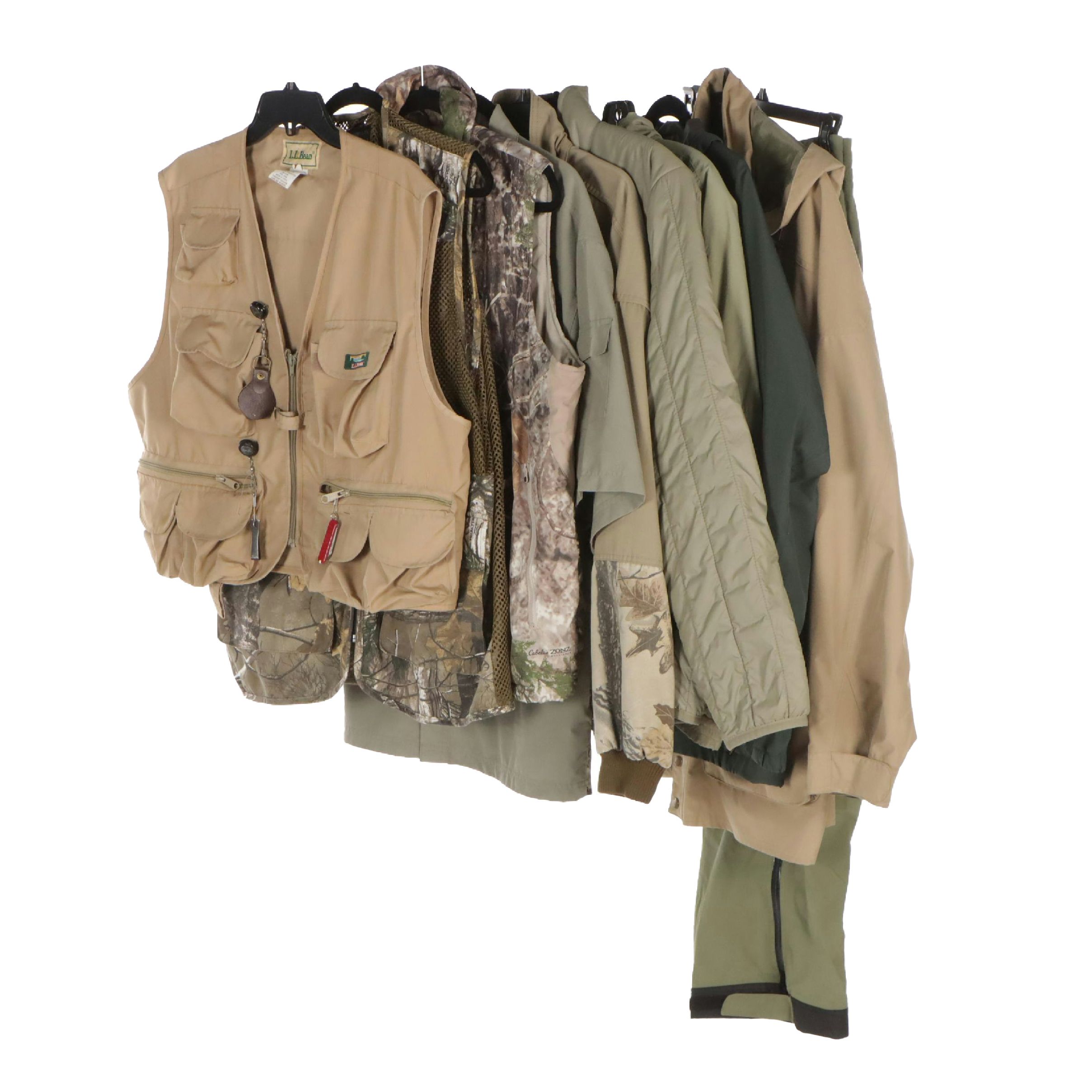 Men's Filson Quilted Jacket, L.L. Bean Fishing Vest, Orvis Rain Jacket, and More