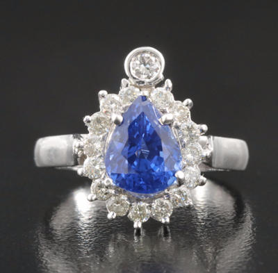 18K 2.72 CT Sri Lankan Sapphire and Diamond Ring with GIA Origin Report