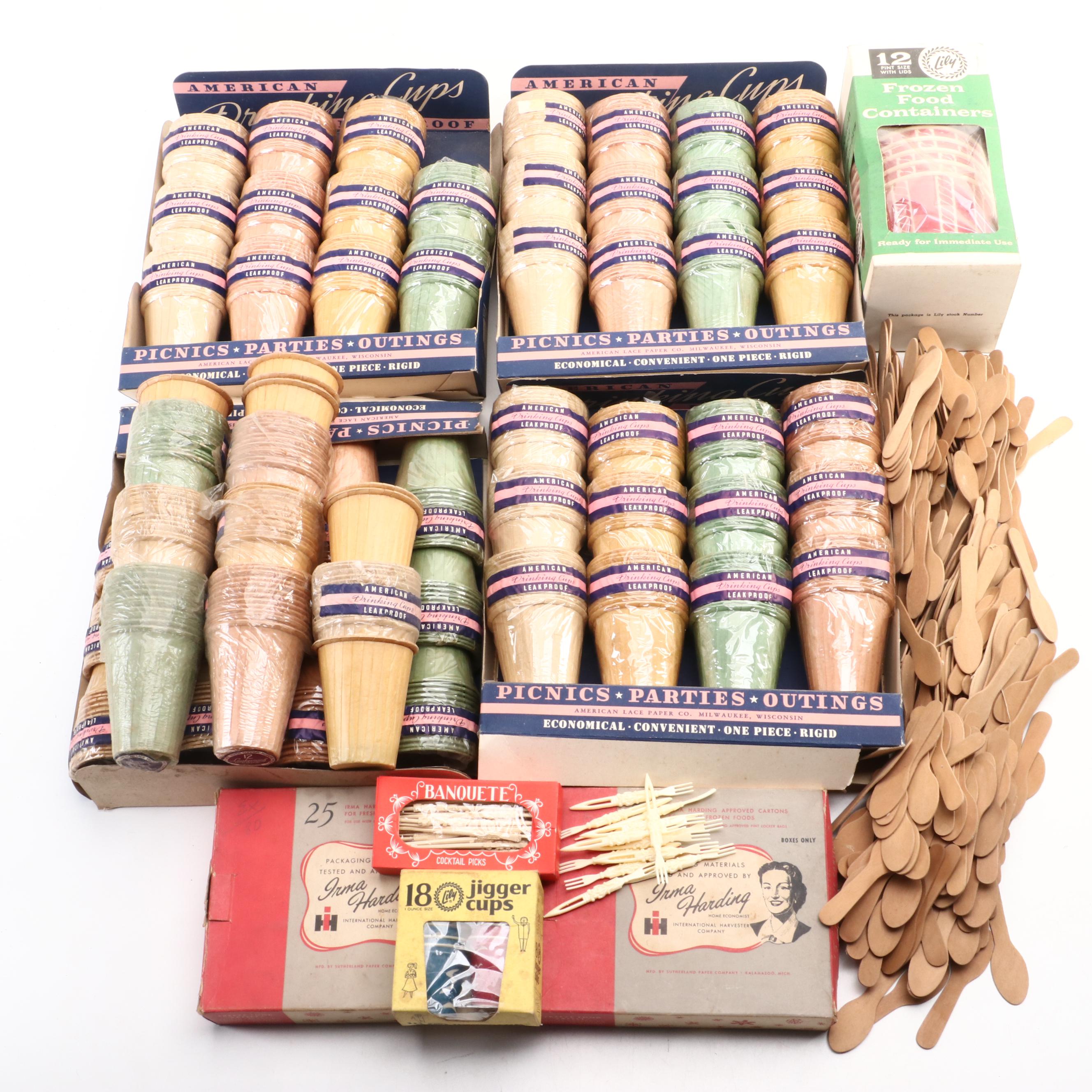American Lace Paper Co. Cups with Frozen Food Containers and More, Mid-20th C.