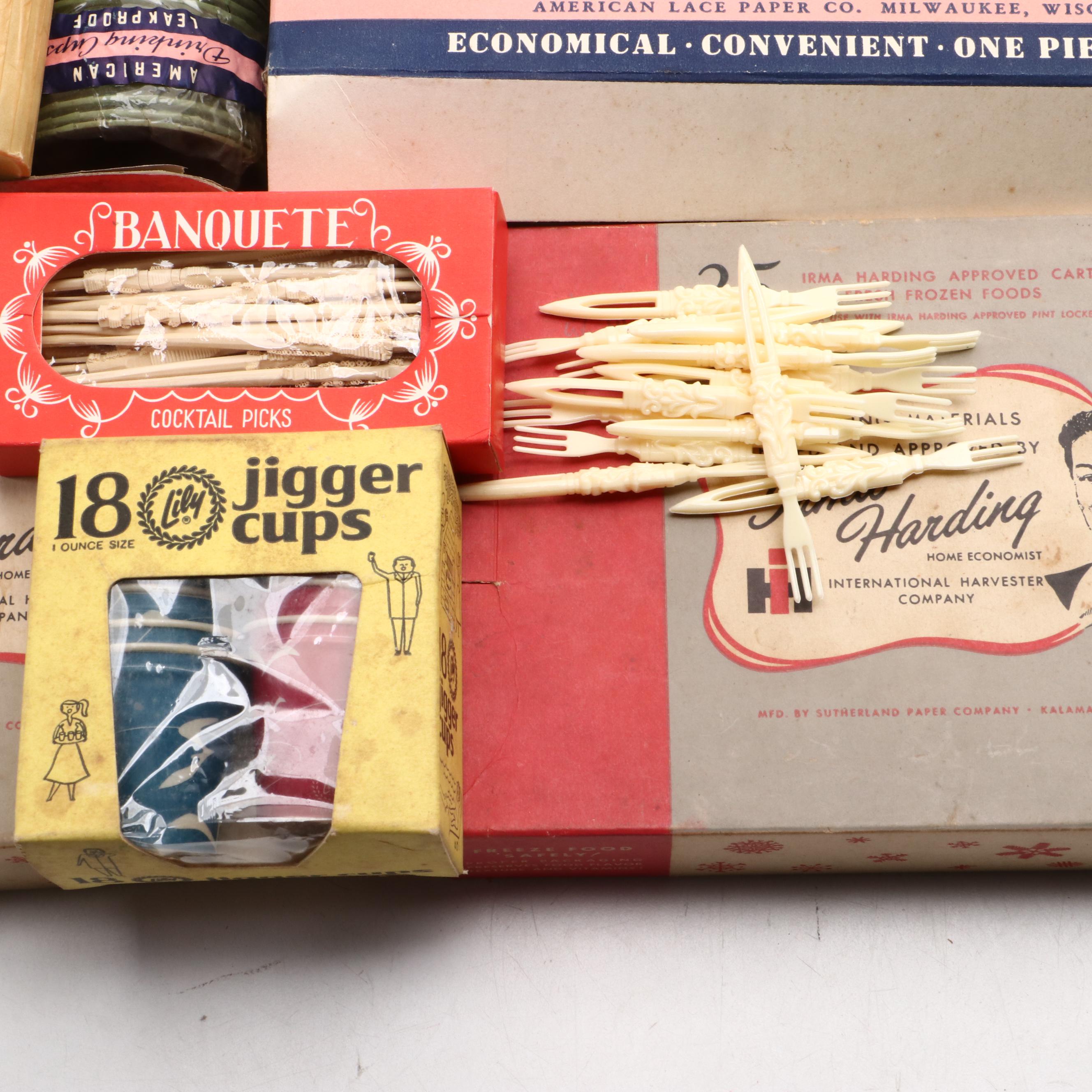 American Lace Paper Co. Cups with Frozen Food Containers and More, Mid-20th C.