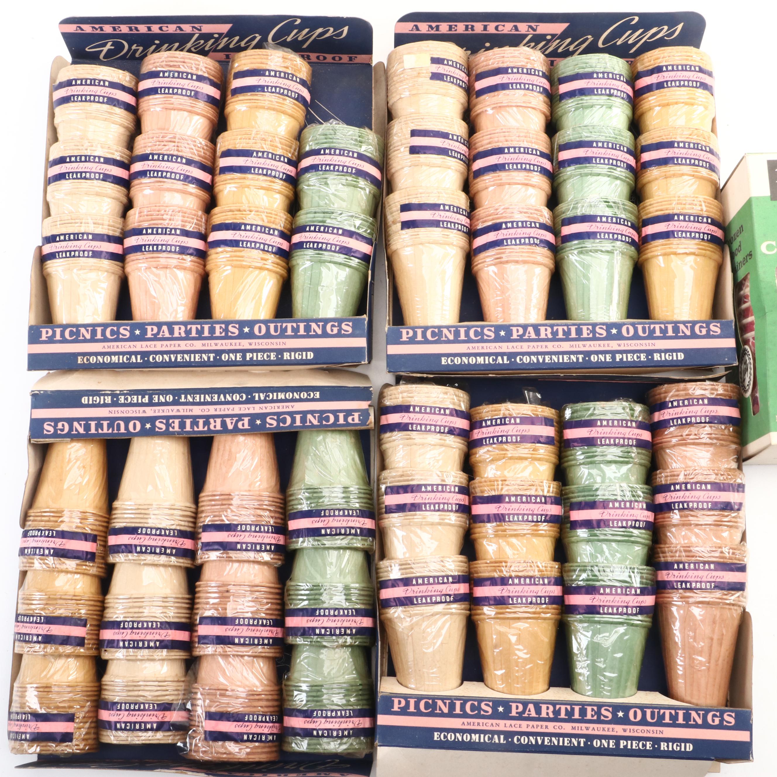 American Lace Paper Co. Cups with Frozen Food Containers and More, Mid-20th C.