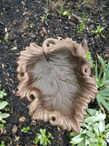 Cast Iron Leaf-Shaped Bird Bath