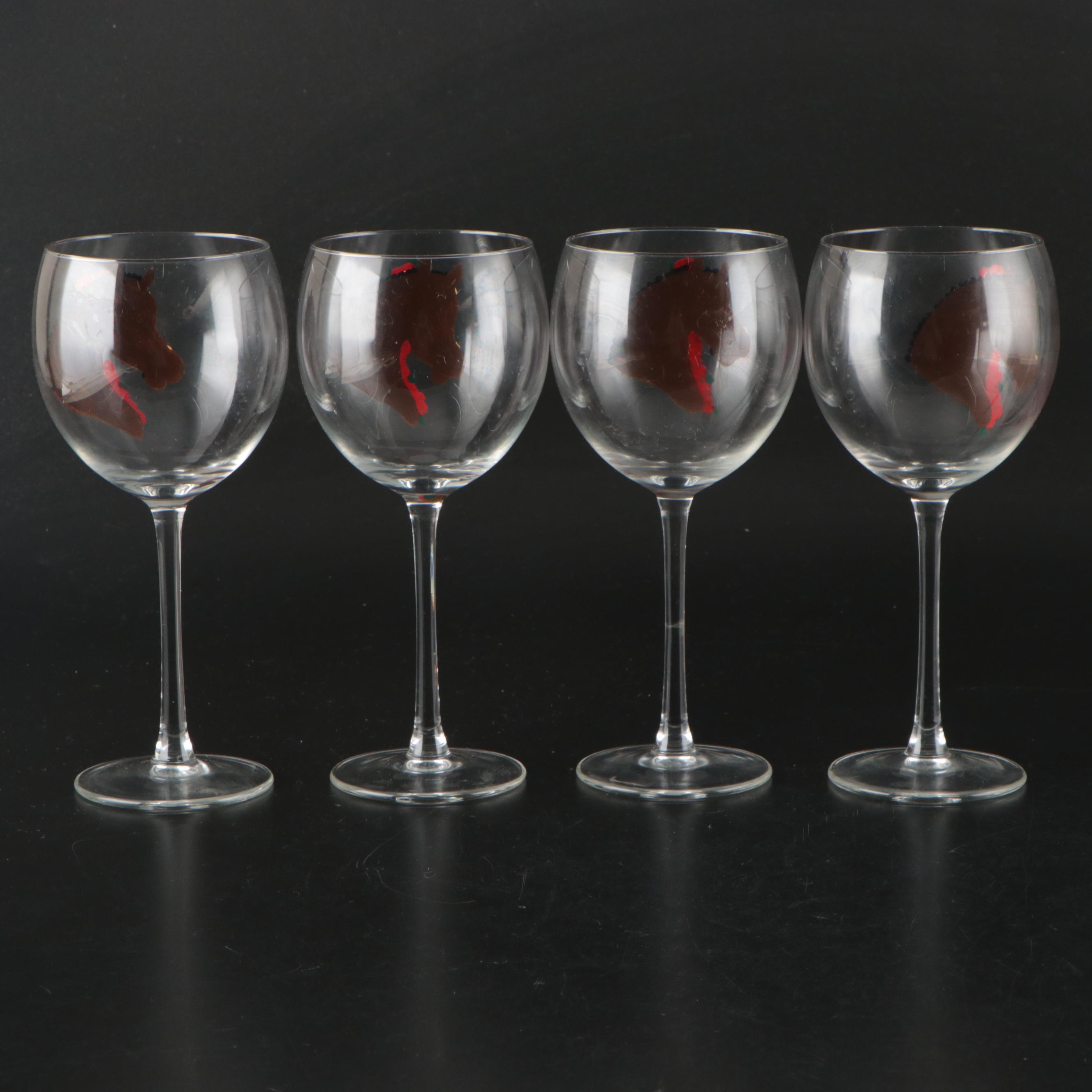 Hand-Painted Horse Wine Glasses