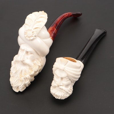 Carved Meerschaum Turk's Head Smoking Pipes
