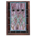 Stained Glass Window Panel With Floral Motif