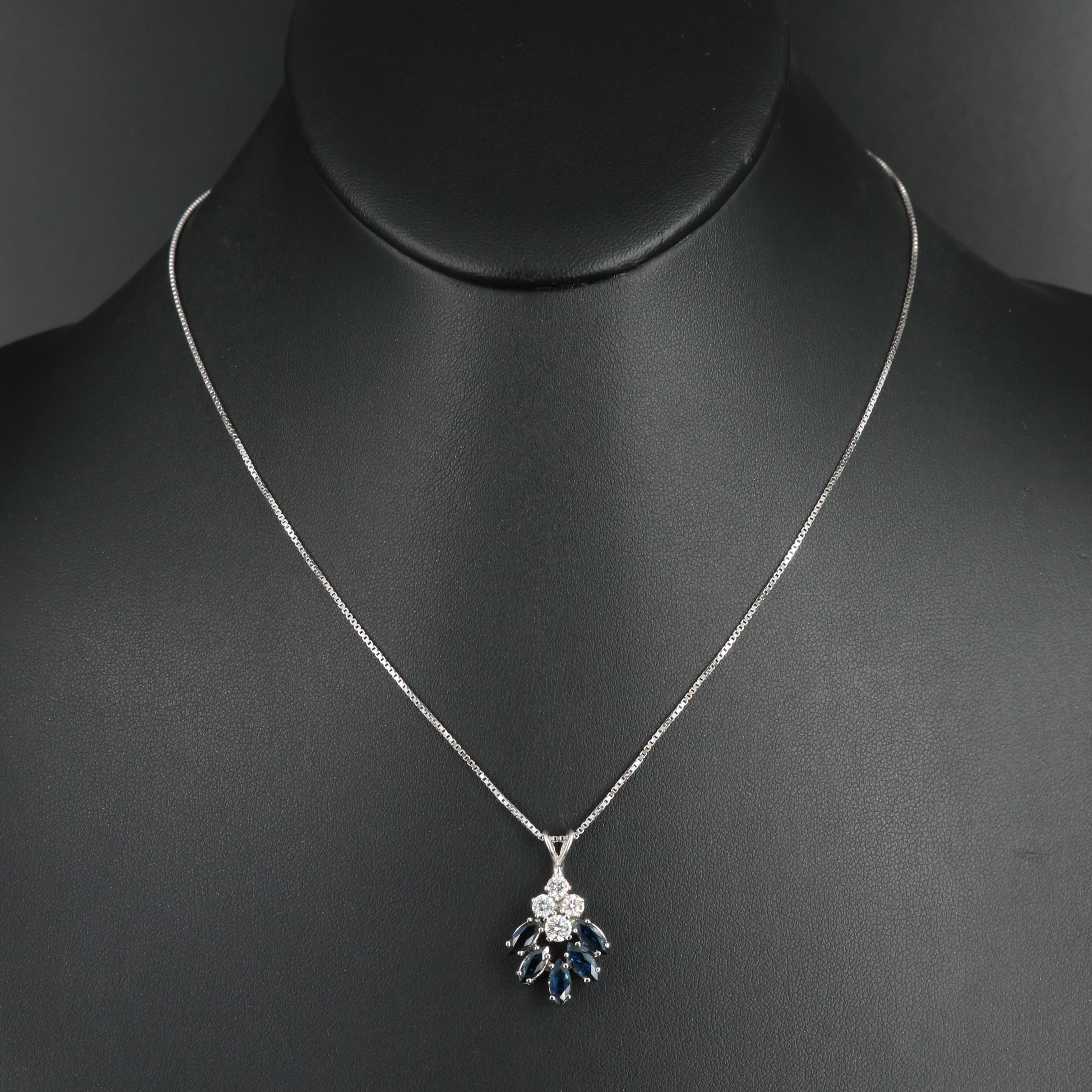 14K Diamond and Sapphire Pendant Necklace