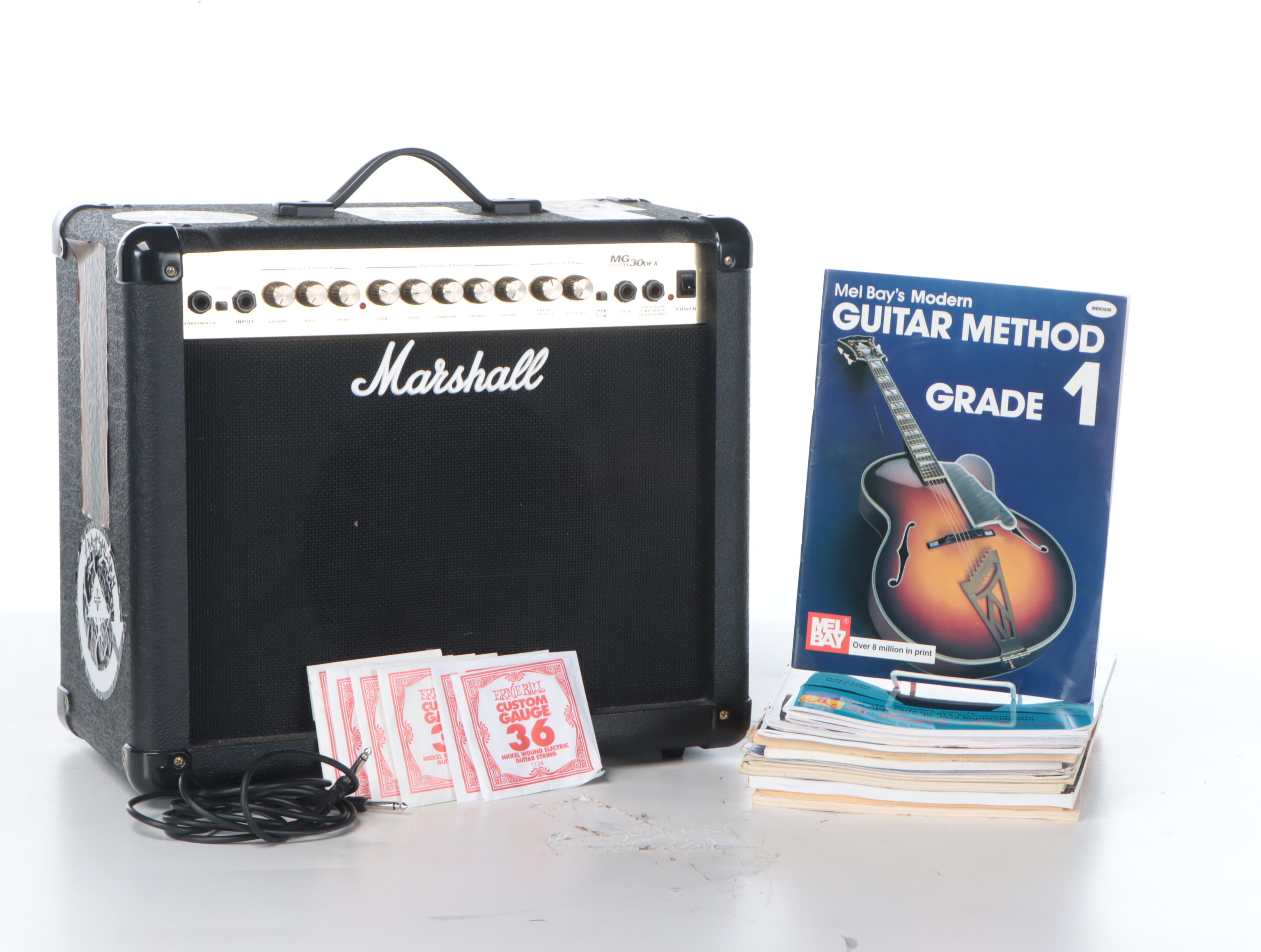 Epiphone SG Electric Guitar with Marshall MG Series 30 DFX Amp, Stands and More