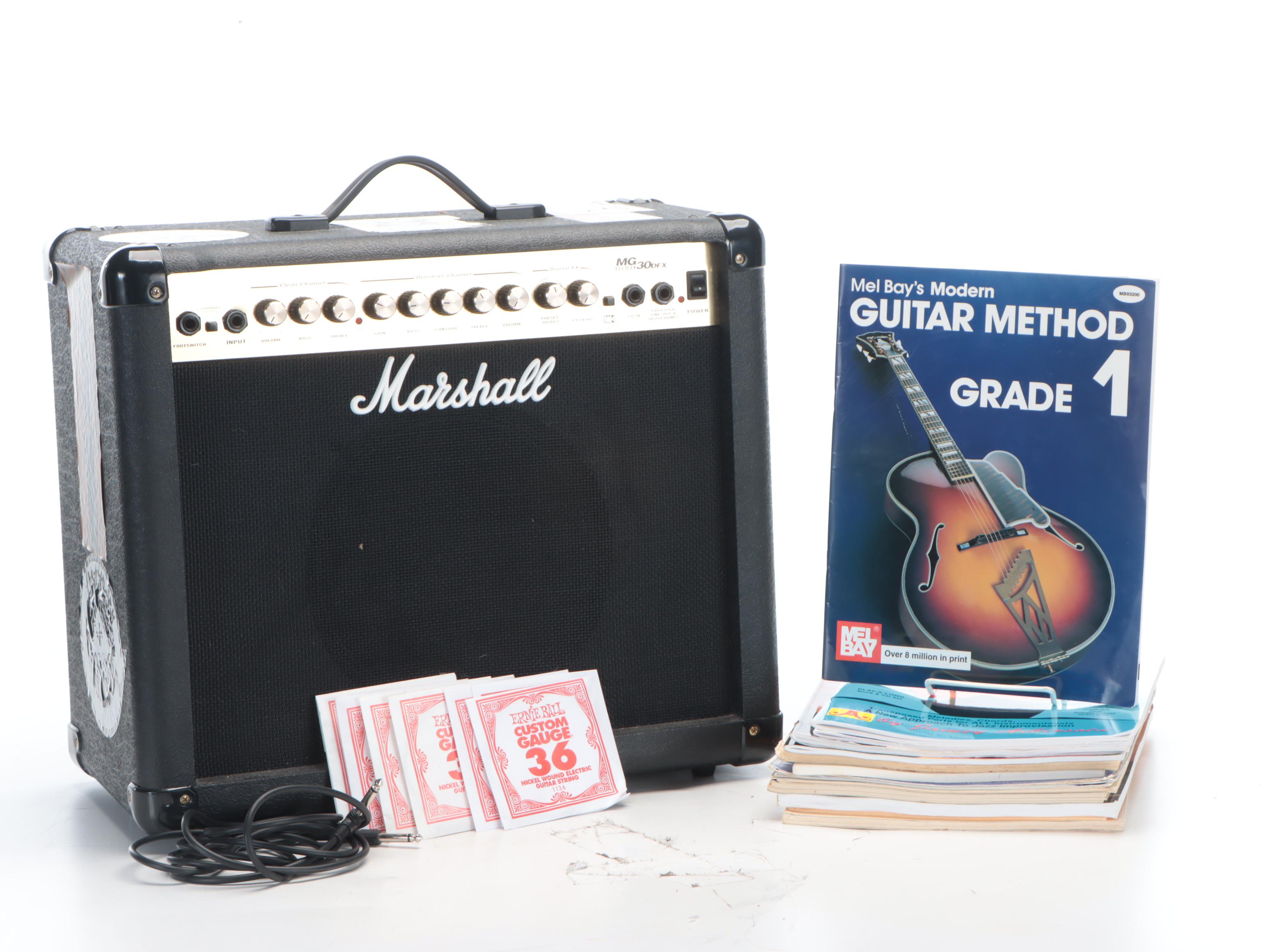 Epiphone SG Electric Guitar with Marshall MG Series 30 DFX Amp, Stands and More