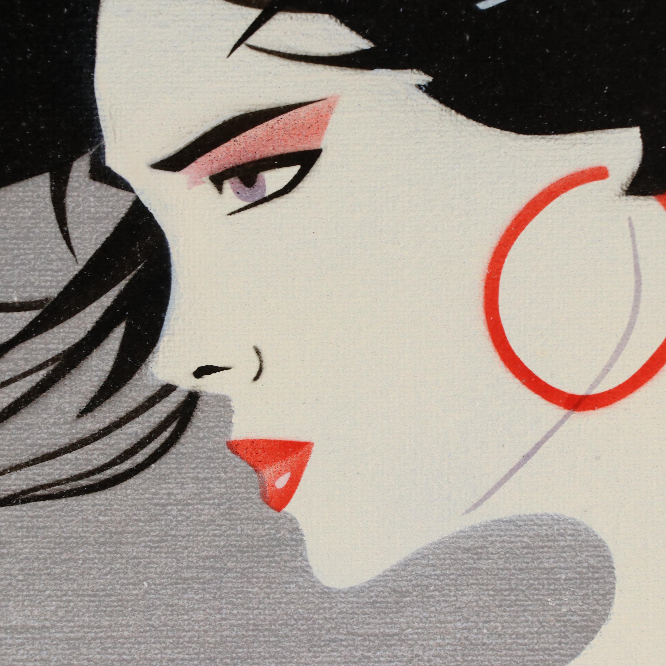 Airbrush Stencil Painting of Woman