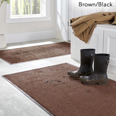 2' x 3' Dirt-Trapping Accent Rug in Dark Brown and Black