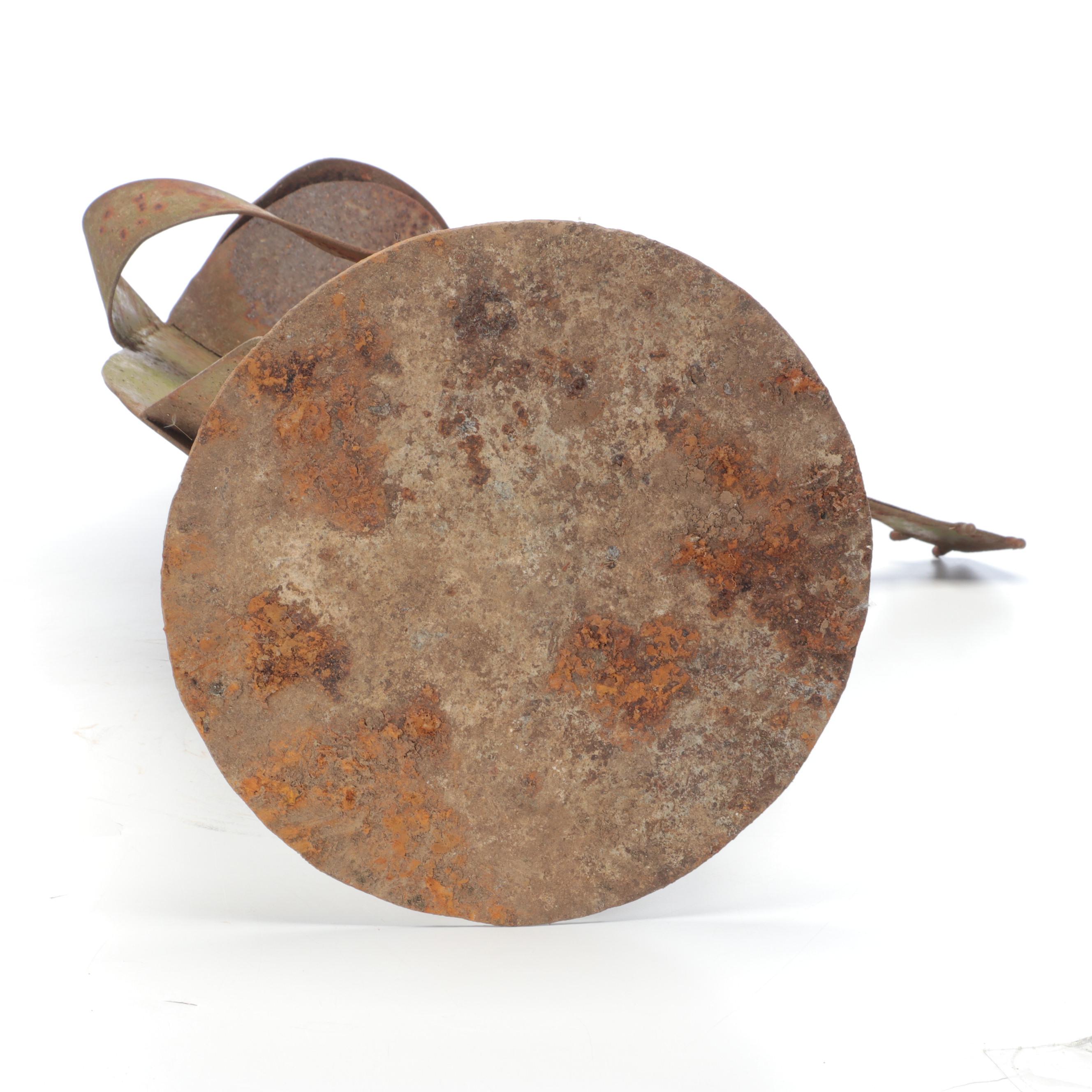 Scrap Metal Folk Art Sculpture of a Frog Playing a Banjo