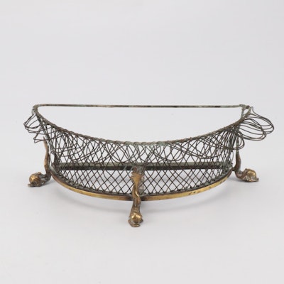 Regency Style Wirework and Brass Jardinière Basket, 19th Century