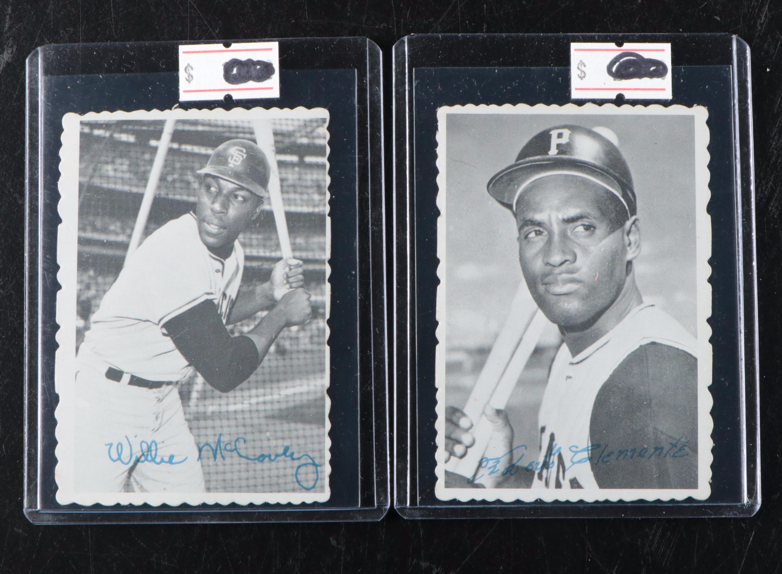 Topps Baseball Cards and Stamps Featuring Roberto Clemente, Willie Mays, More