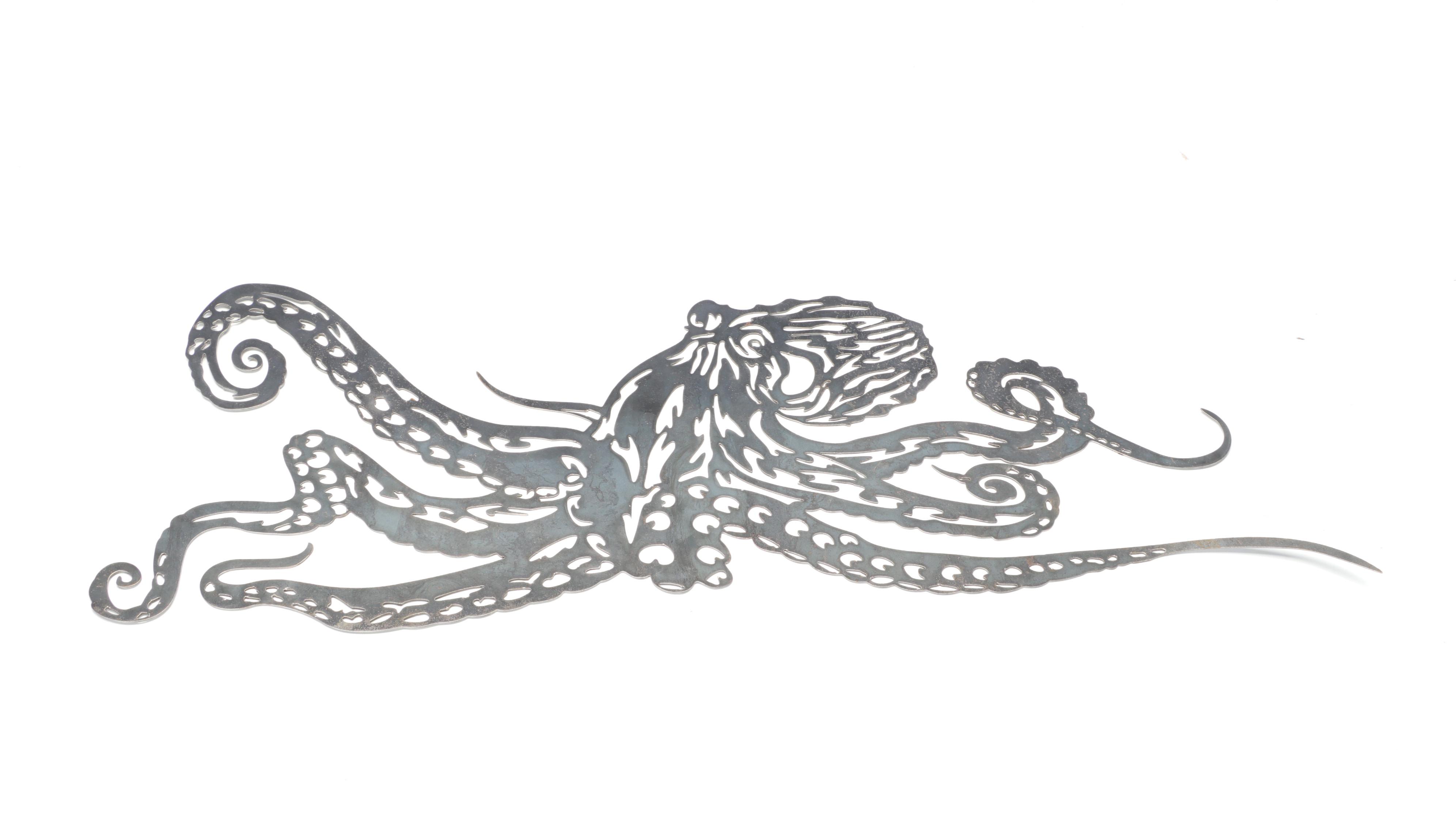 Laser-Cut Metal Octopus Wall Art