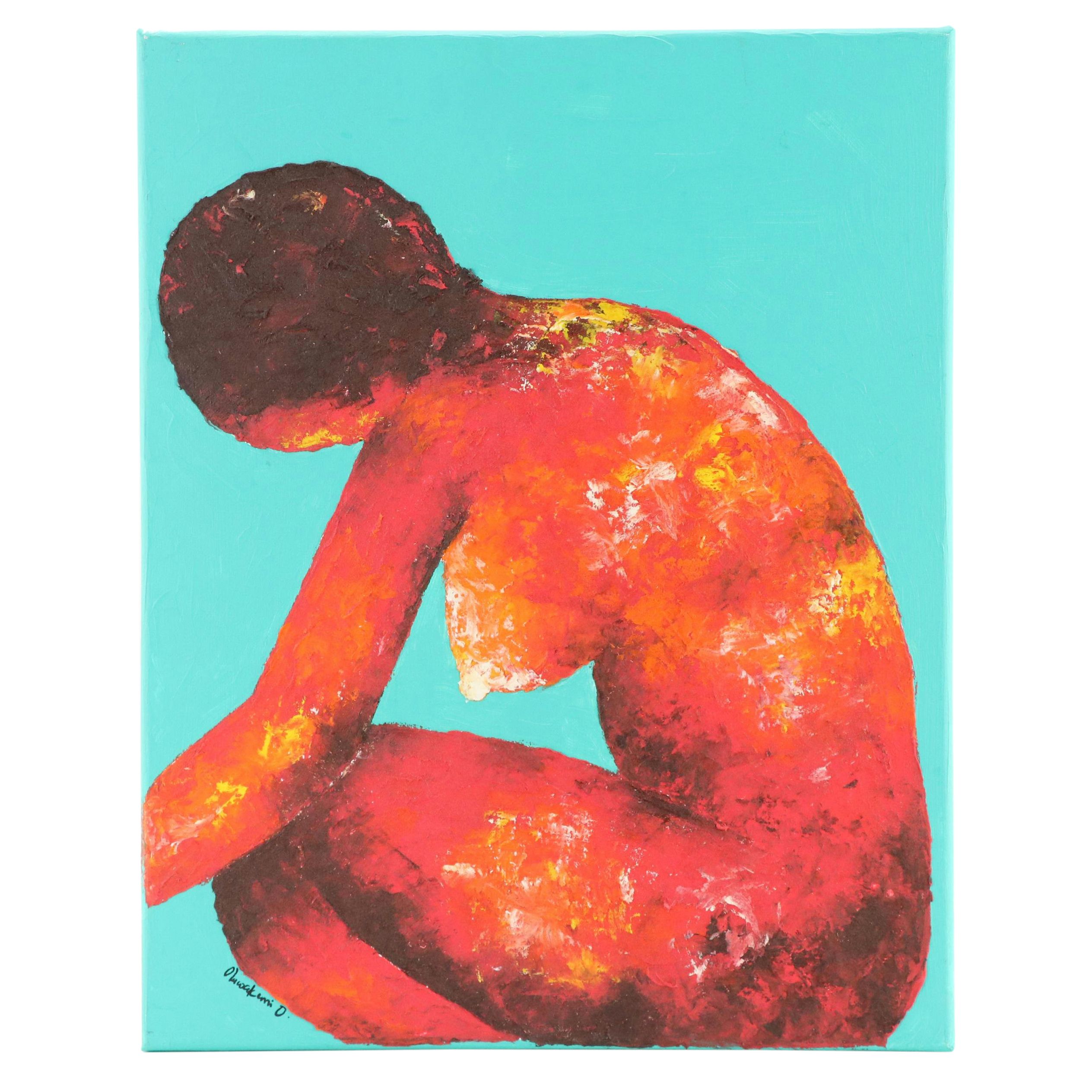 Oluwakemi Omowaire Figural Nude Oil Painting "Uncover," 2020