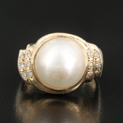 14K Mabé Pearl and Diamond Ring