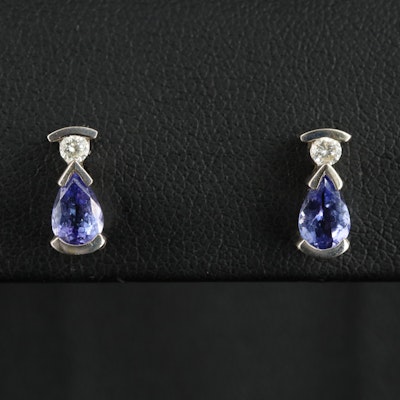 14K Tanzanite and Diamond Earrings