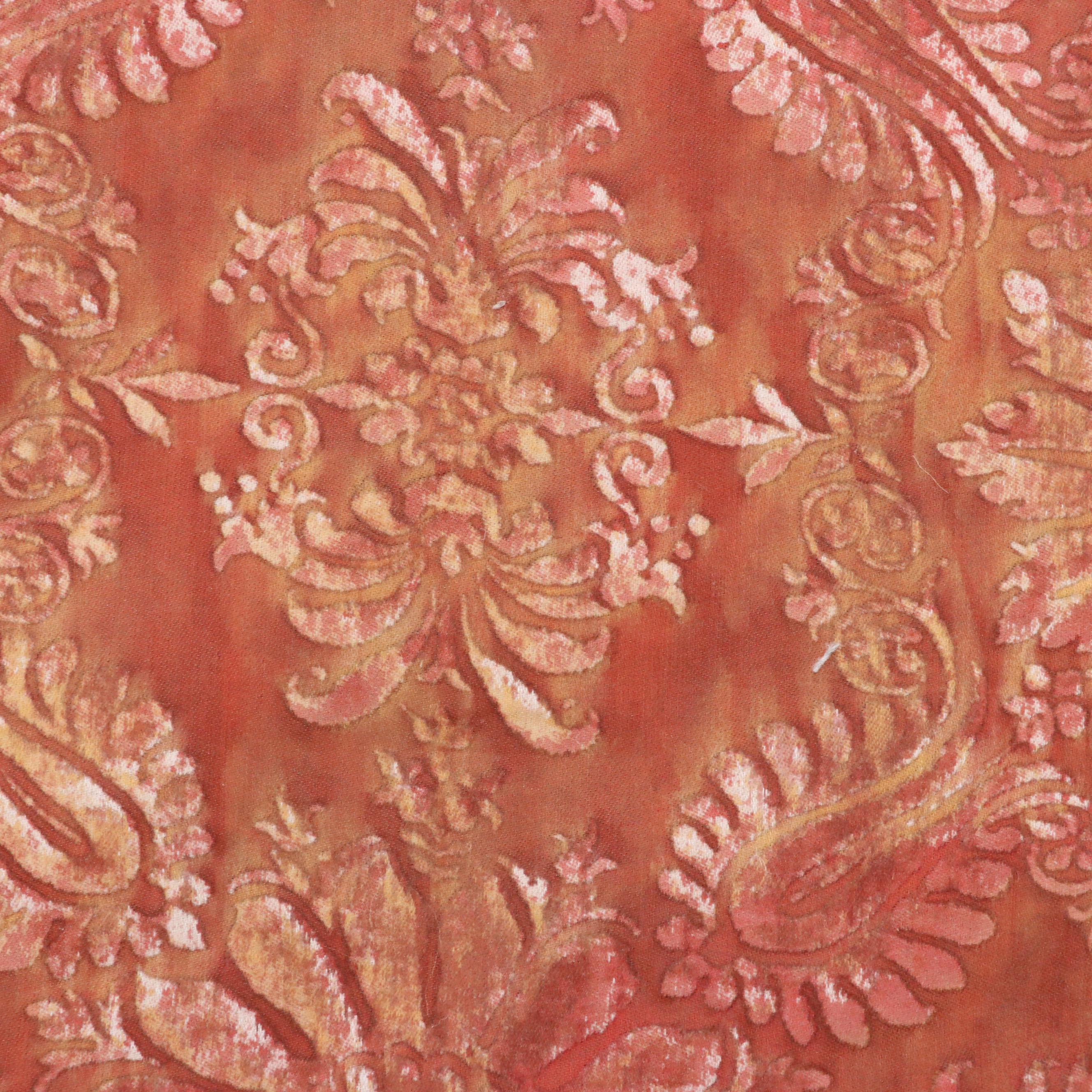 Fortuny Hand Printed Italian "Impero" Copper & Silvery Gold Cotton Fabric