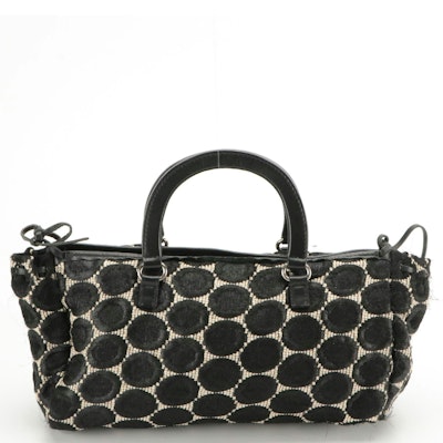 Prada Woven Textile and Leather Handbag