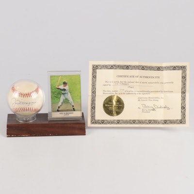Joe DiMaggio Signed Rawlings Official Baseball with 1961 Golden Press Card