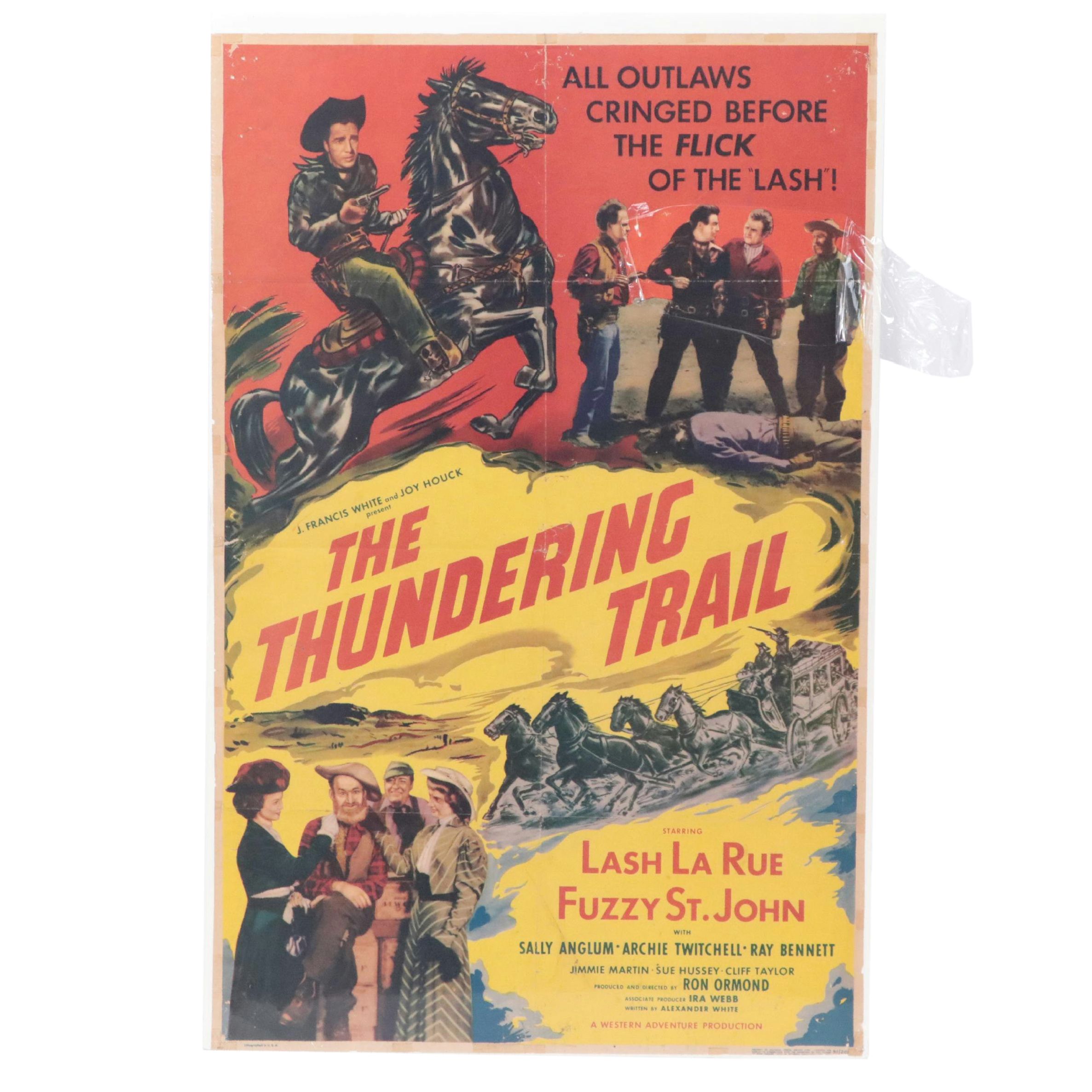"The Thundering Trail" Western Movie Poster, 1951